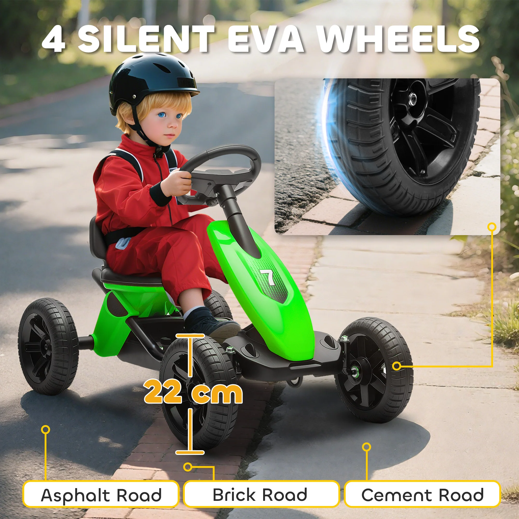 AIYAPLAY Pedal Go-Kart For Kids With Silent EVA Wheels, Metal Frame - Image 13