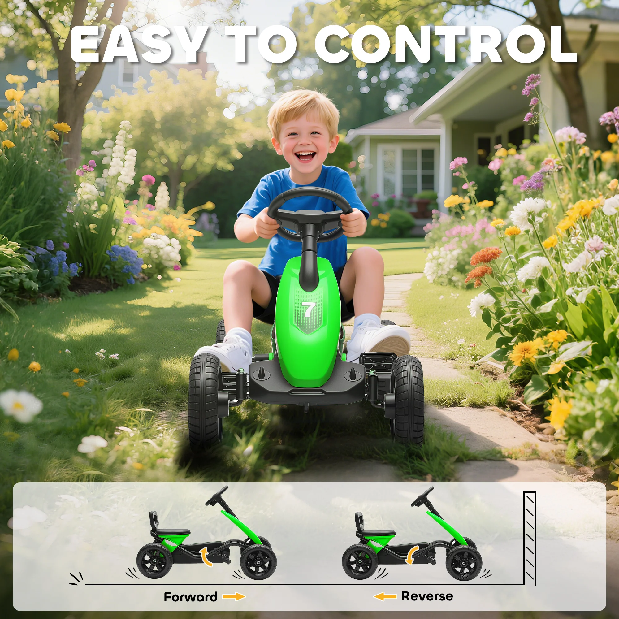 AIYAPLAY Pedal Go-Kart For Kids With Silent EVA Wheels, Metal Frame - Image 15