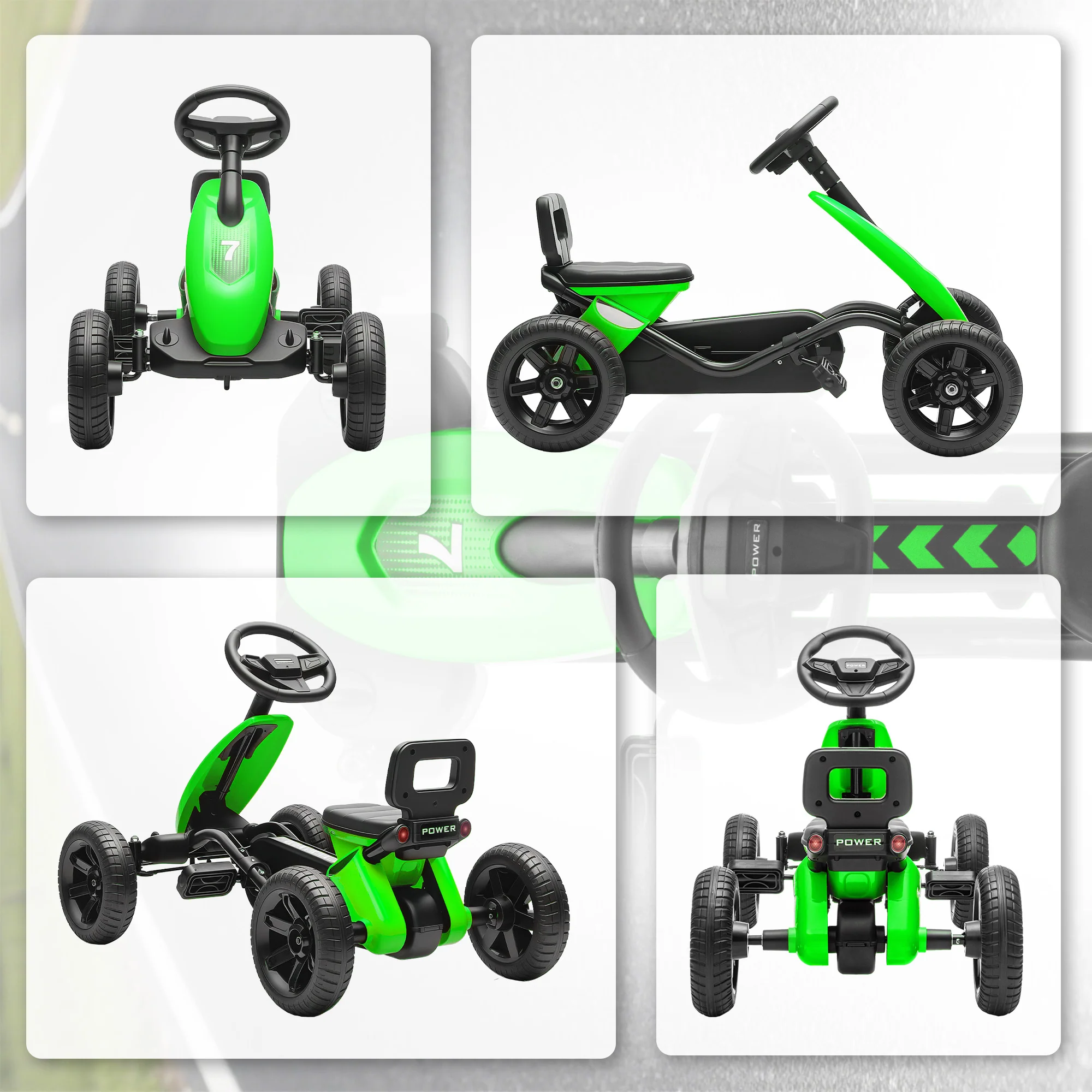 AIYAPLAY Pedal Go-Kart For Kids With Silent EVA Wheels, Metal Frame - Image 16