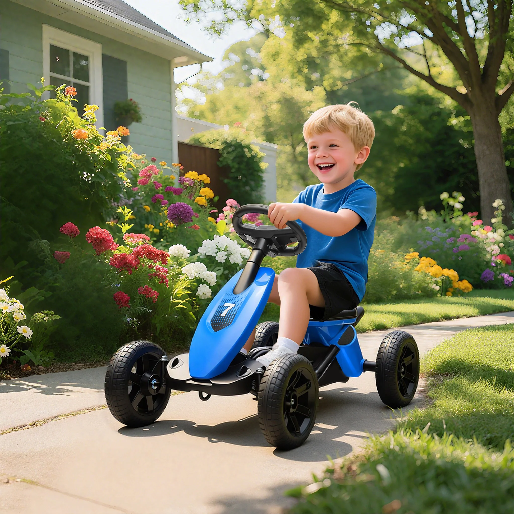 AIYAPLAY Pedal Go-Kart For Kids With Silent EVA Wheels, Metal Frame - Image 2