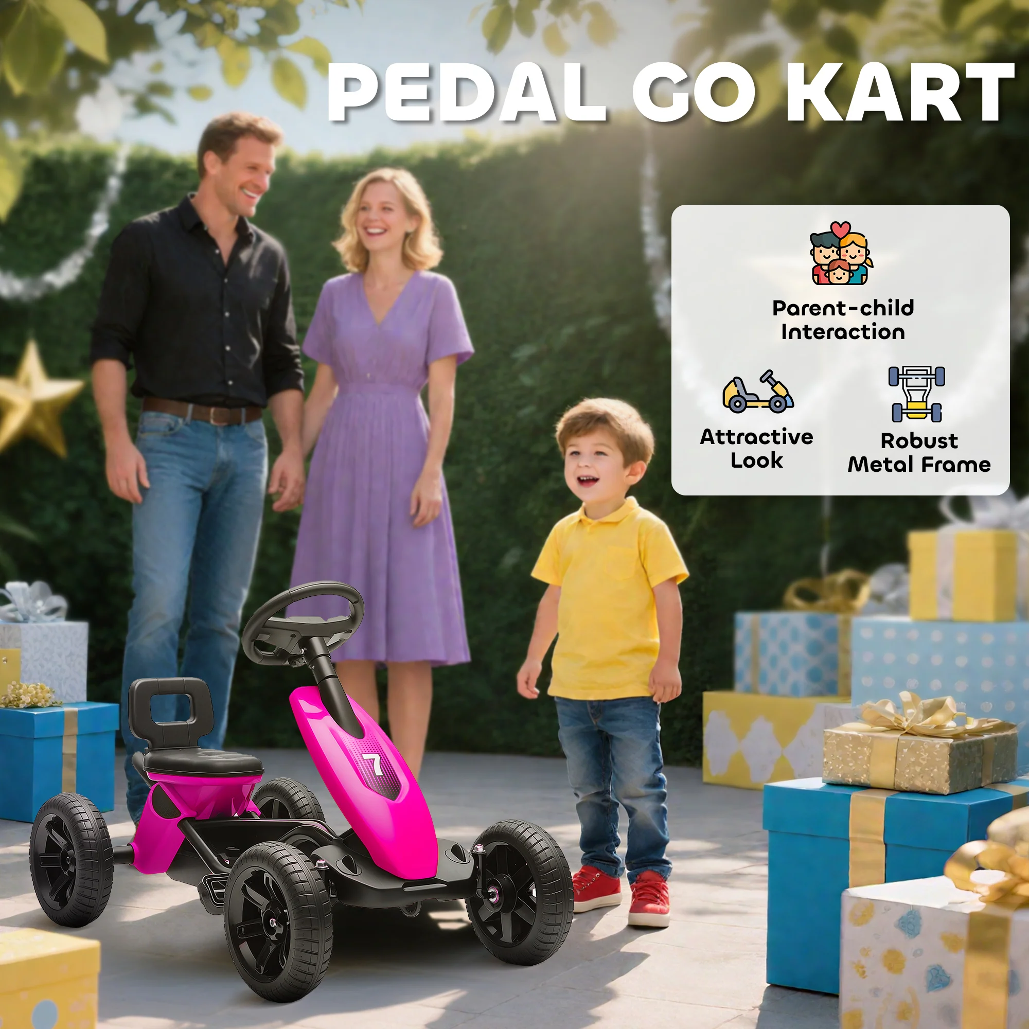 AIYAPLAY Pedal Go-Kart For Kids With Silent EVA Wheels, Metal Frame - Image 21