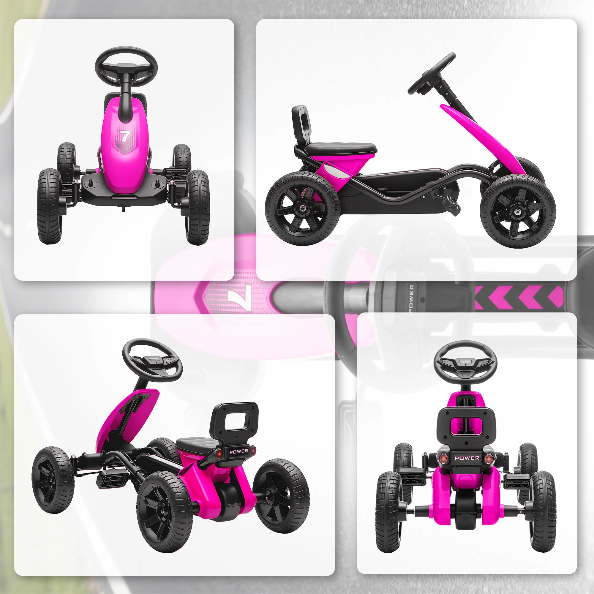 AIYAPLAY Pedal Go-Kart For Kids With Silent EVA Wheels, Metal Frame - Image 25