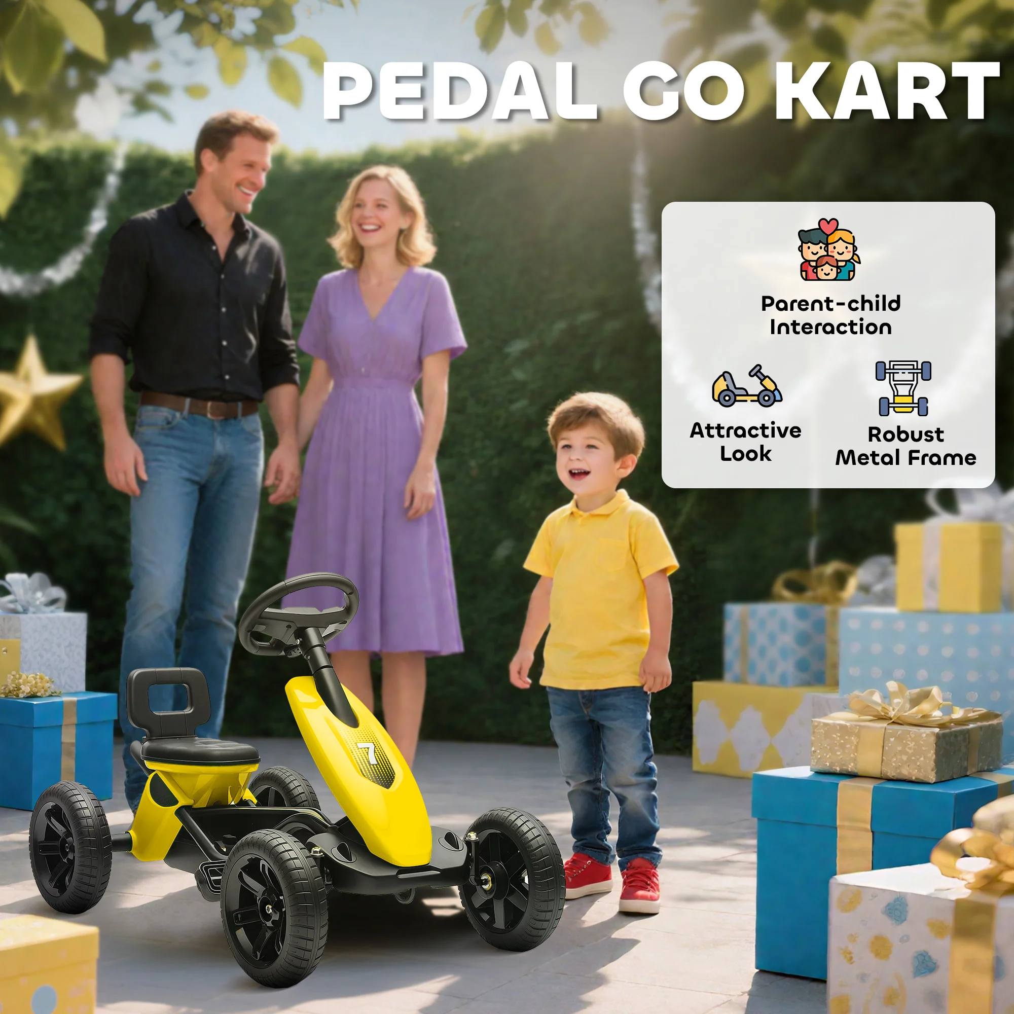 AIYAPLAY Pedal Go-Kart For Kids With Silent EVA Wheels, Metal Frame - Image 30