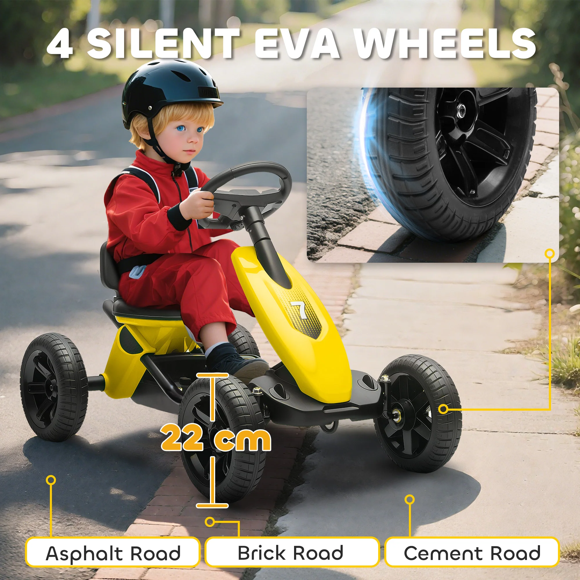 AIYAPLAY Pedal Go-Kart For Kids With Silent EVA Wheels, Metal Frame - Image 31