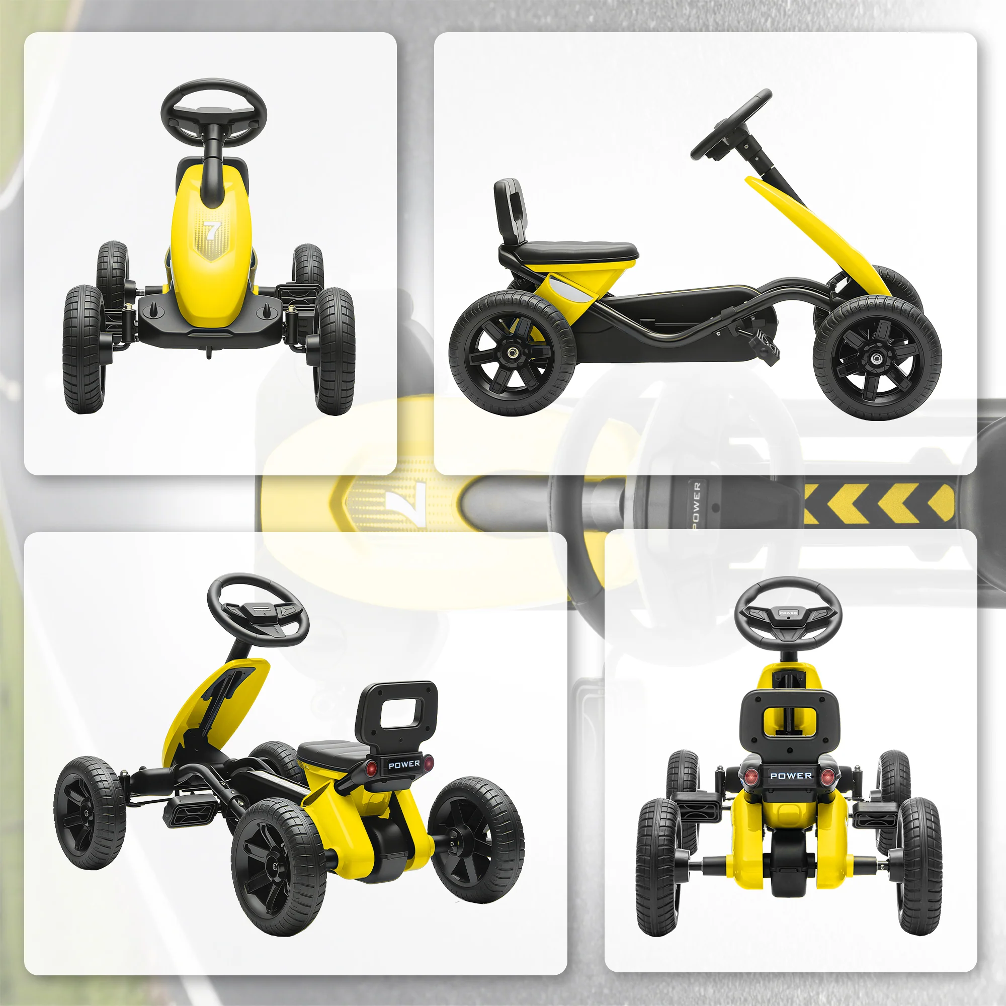 AIYAPLAY Pedal Go-Kart For Kids With Silent EVA Wheels, Metal Frame - Image 34