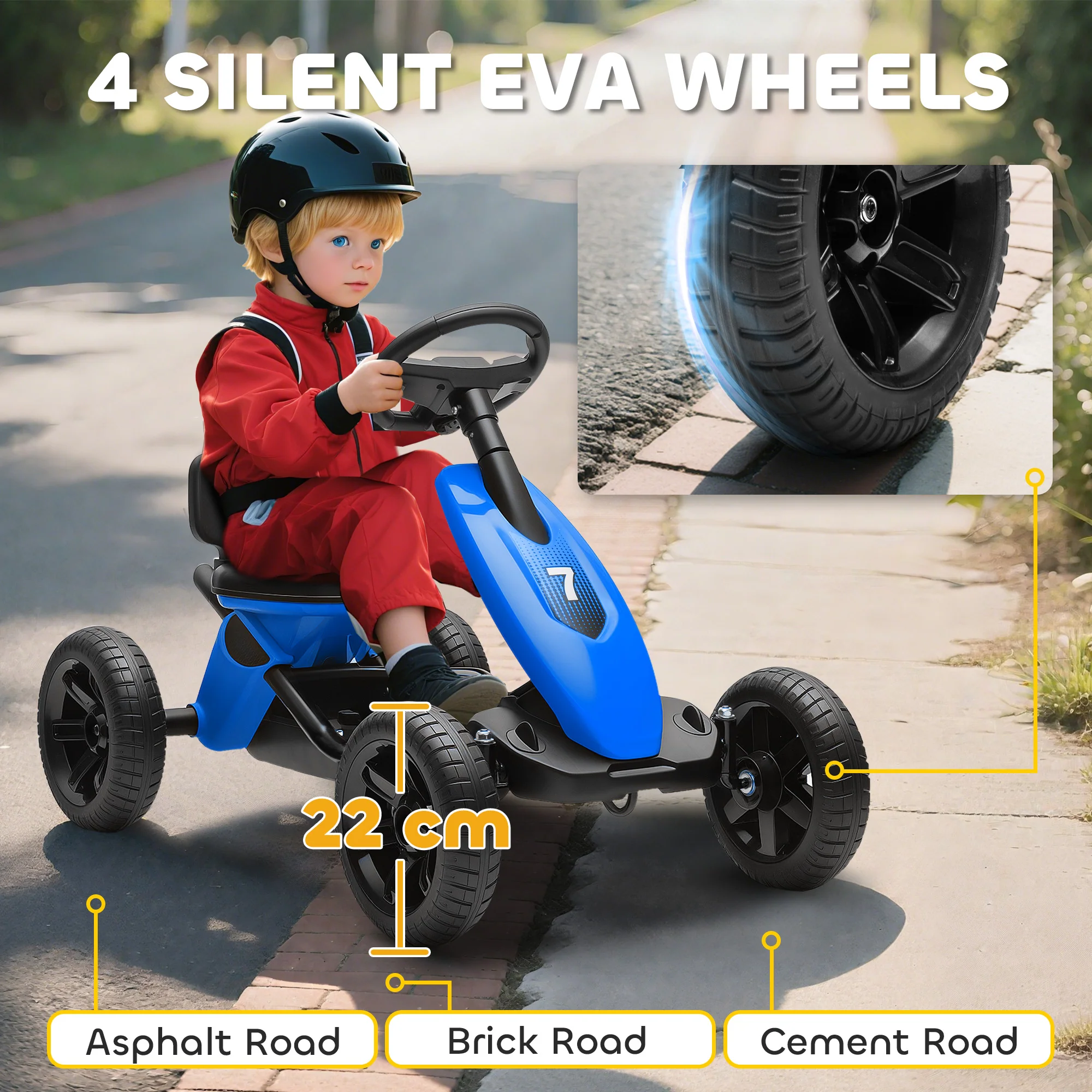 AIYAPLAY Pedal Go-Kart For Kids With Silent EVA Wheels, Metal Frame - Image 4