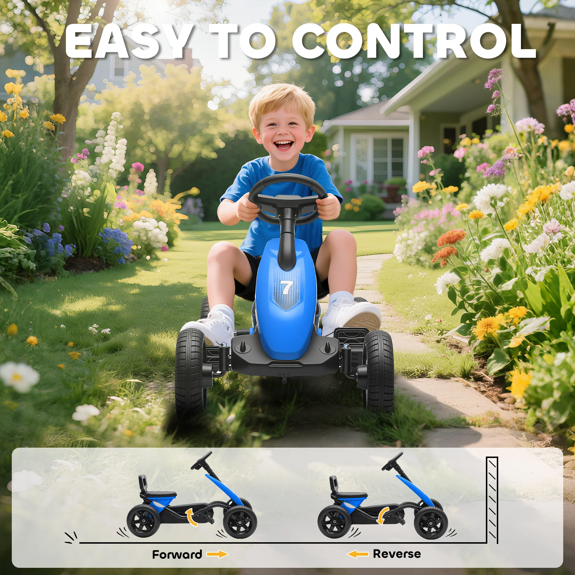 AIYAPLAY Pedal Go-Kart For Kids With Silent EVA Wheels, Metal Frame - Image 6