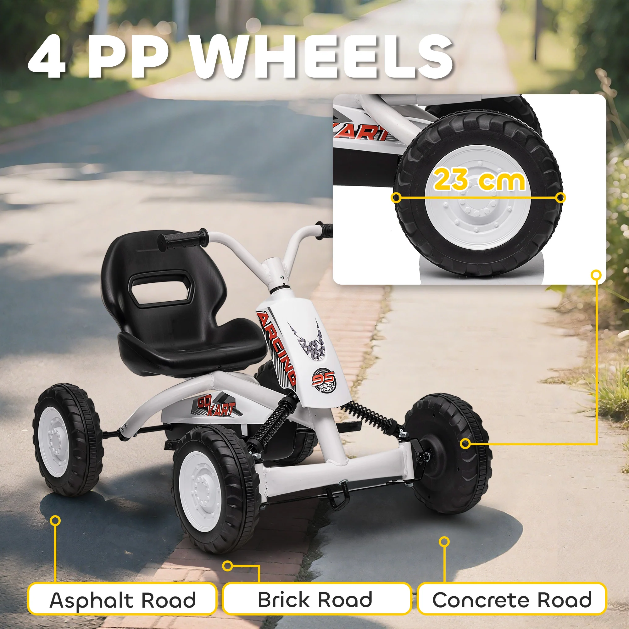 AIYAPLAY Pedal Go Kart, Go Kart For Kids Ages 2-5 Years, White - Image 6