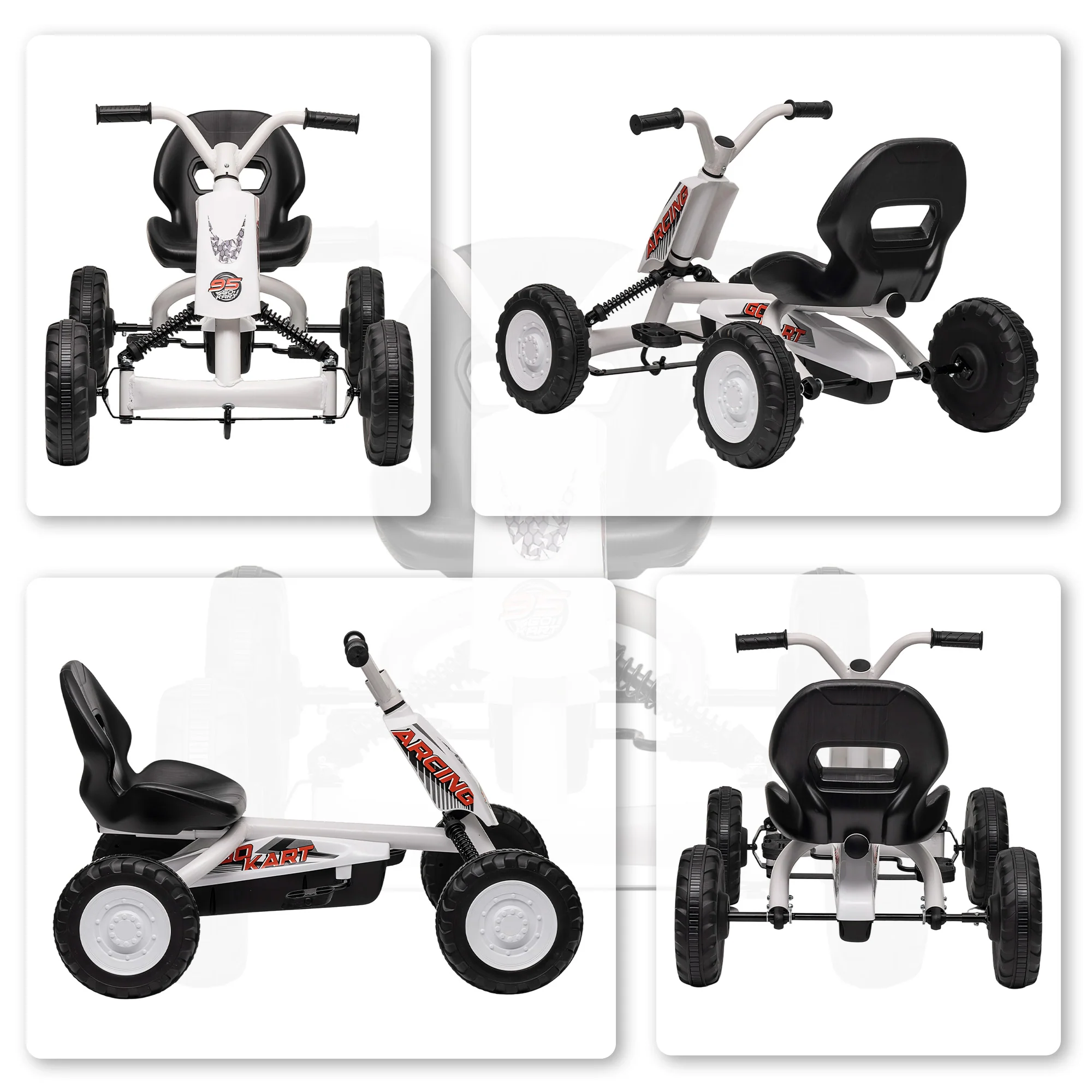 AIYAPLAY Pedal Go Kart, Go Kart For Kids Ages 2-5 Years, White - Image 9