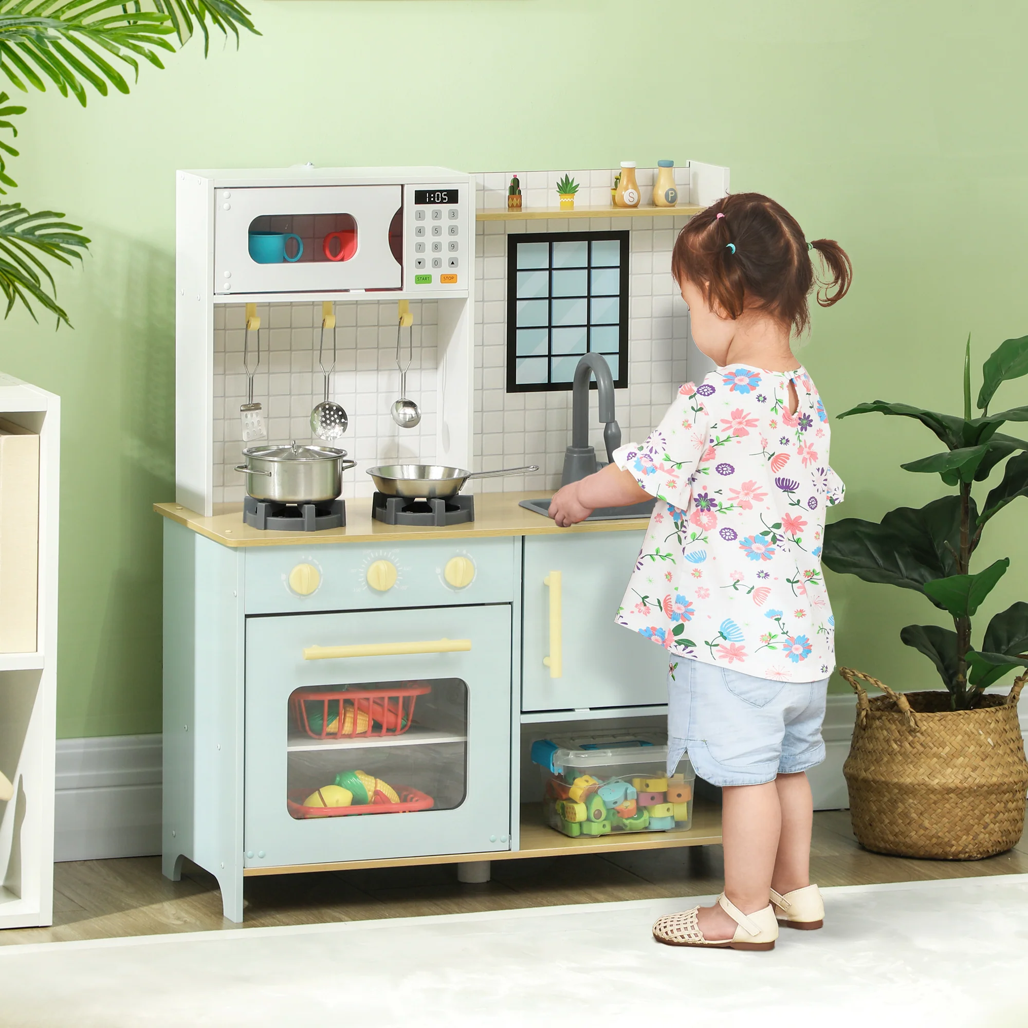 AIYAPLAY Play Kitchen, Kids Kitchen Playset with Light & Sound Stove - Image 2
