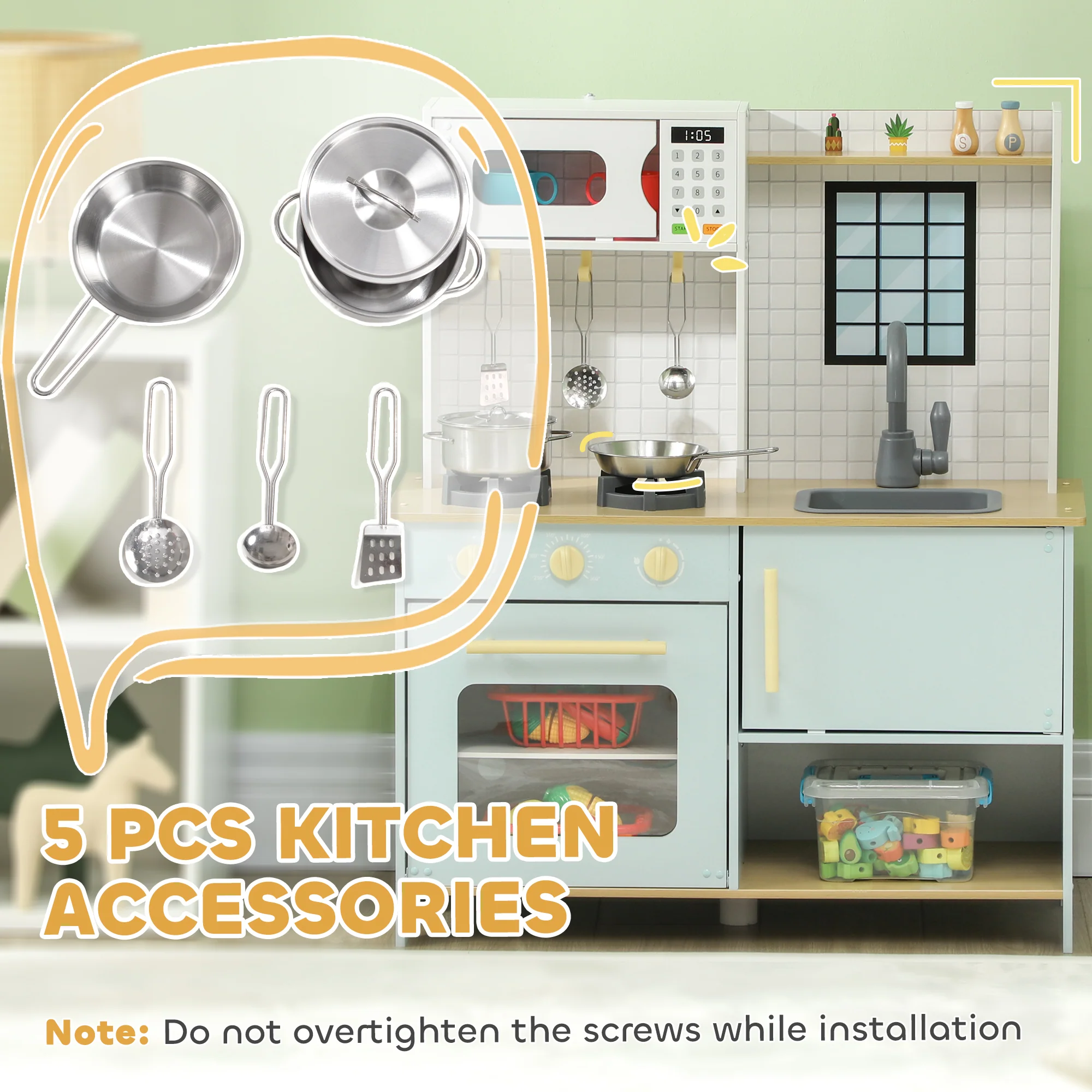 AIYAPLAY Play Kitchen, Kids Kitchen Playset with Light & Sound Stove - Image 4