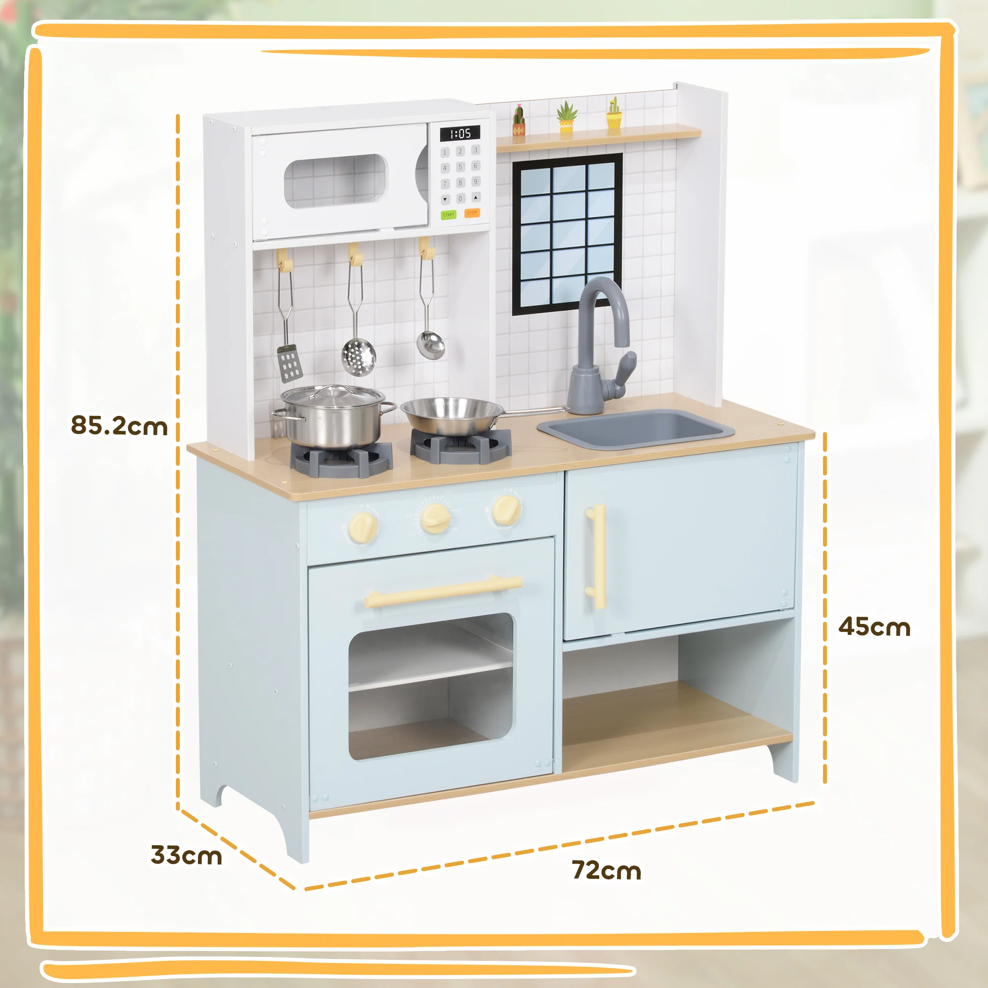 AIYAPLAY Play Kitchen, Kids Kitchen Playset with Light & Sound Stove - Image 5