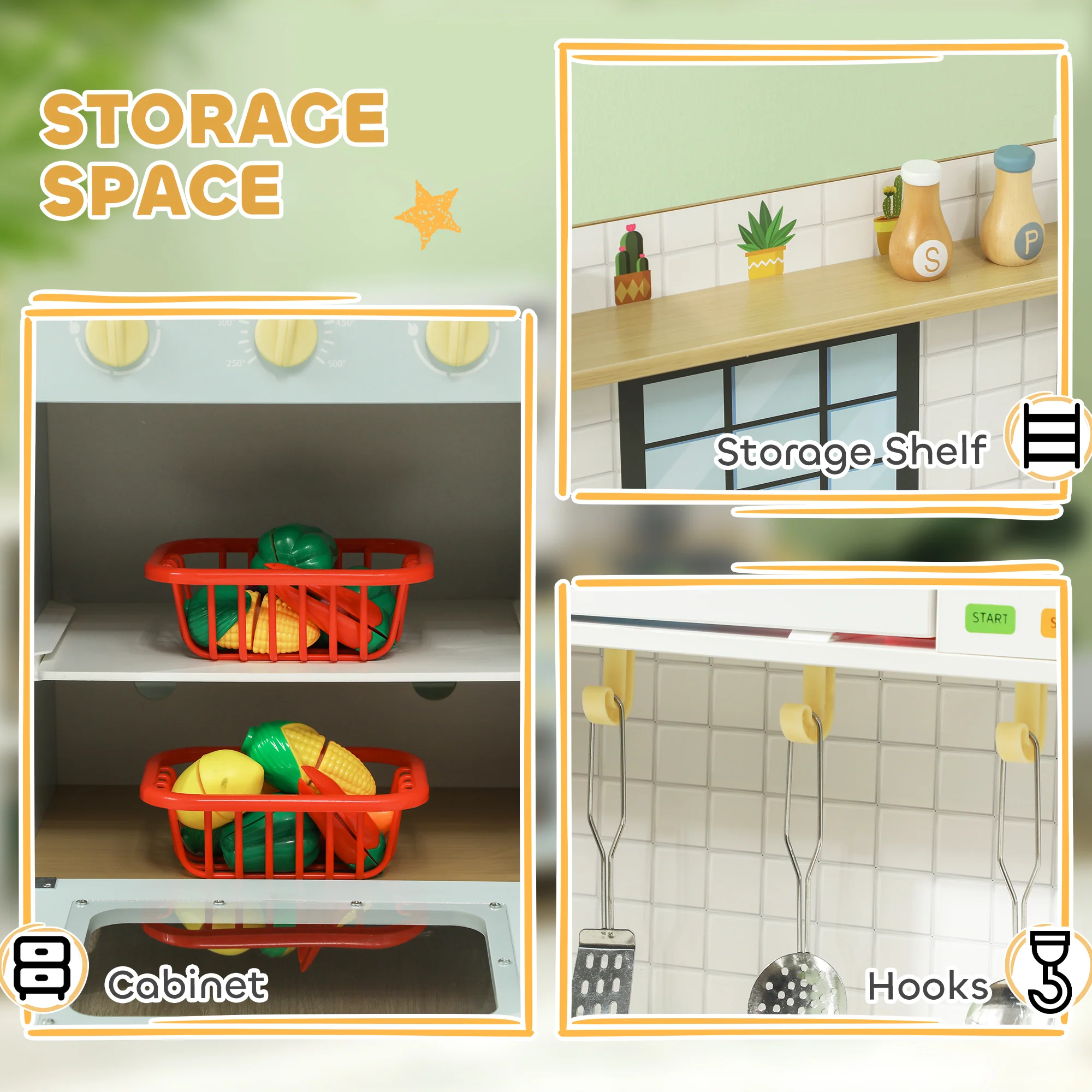 AIYAPLAY Play Kitchen, Kids Kitchen Playset with Light & Sound Stove - Image 6