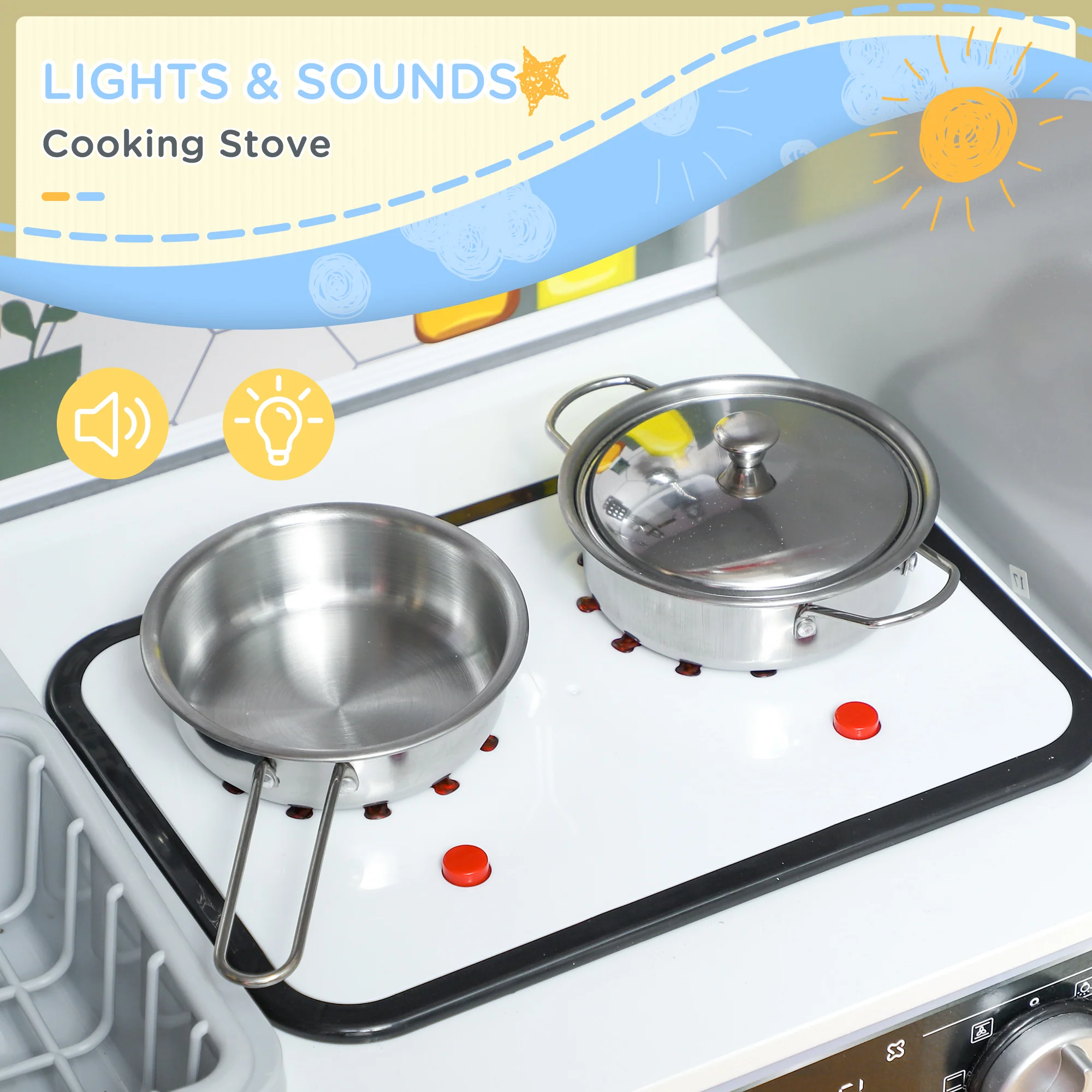 AIYAPLAY Play Kitchen W/ Sounds Lights, Microwave - Image 13
