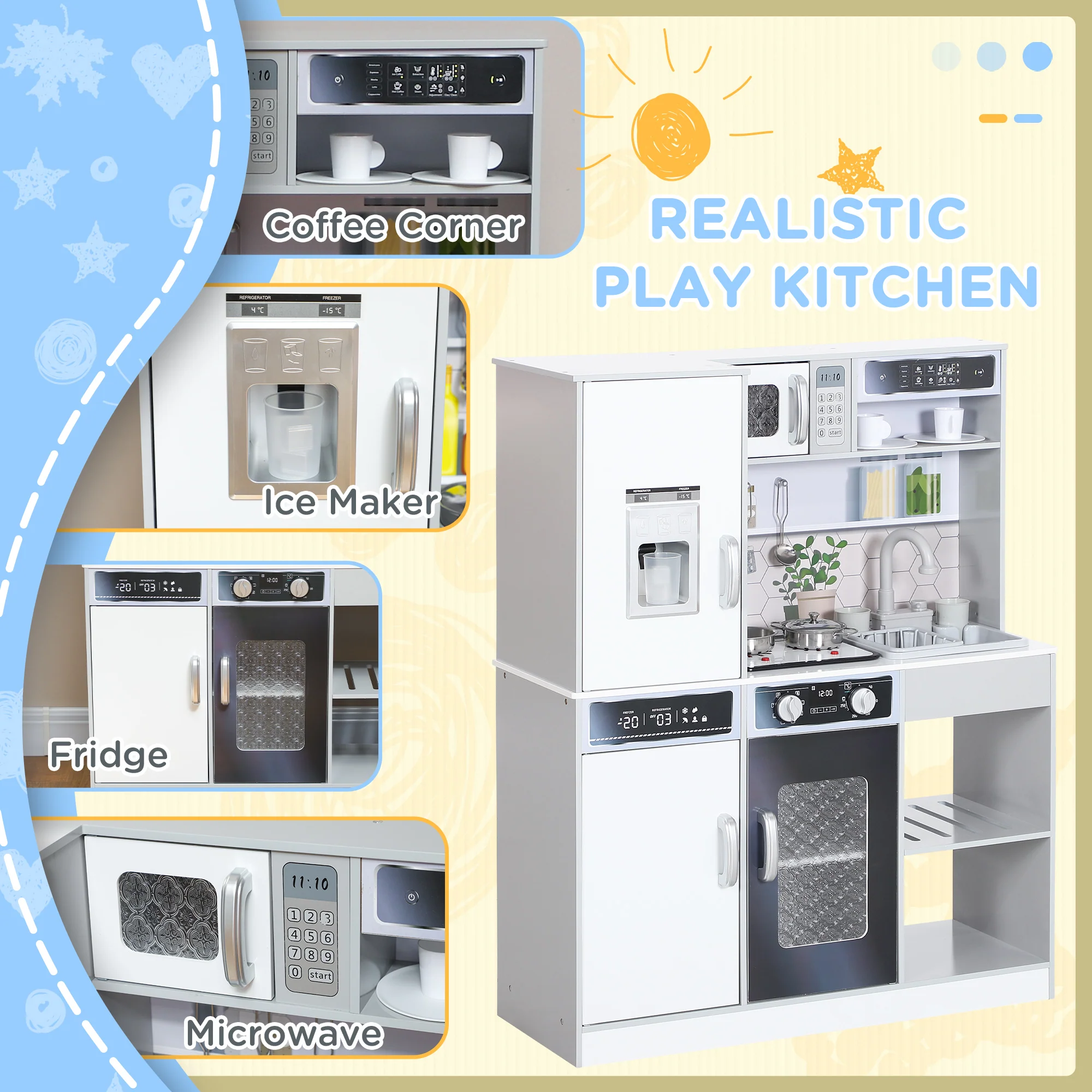 AIYAPLAY Play Kitchen W/ Sounds Lights, Microwave - Image 14