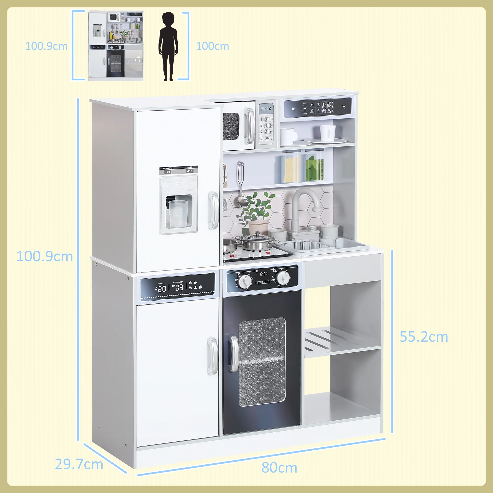 AIYAPLAY Play Kitchen W/ Sounds Lights, Microwave - Image 15