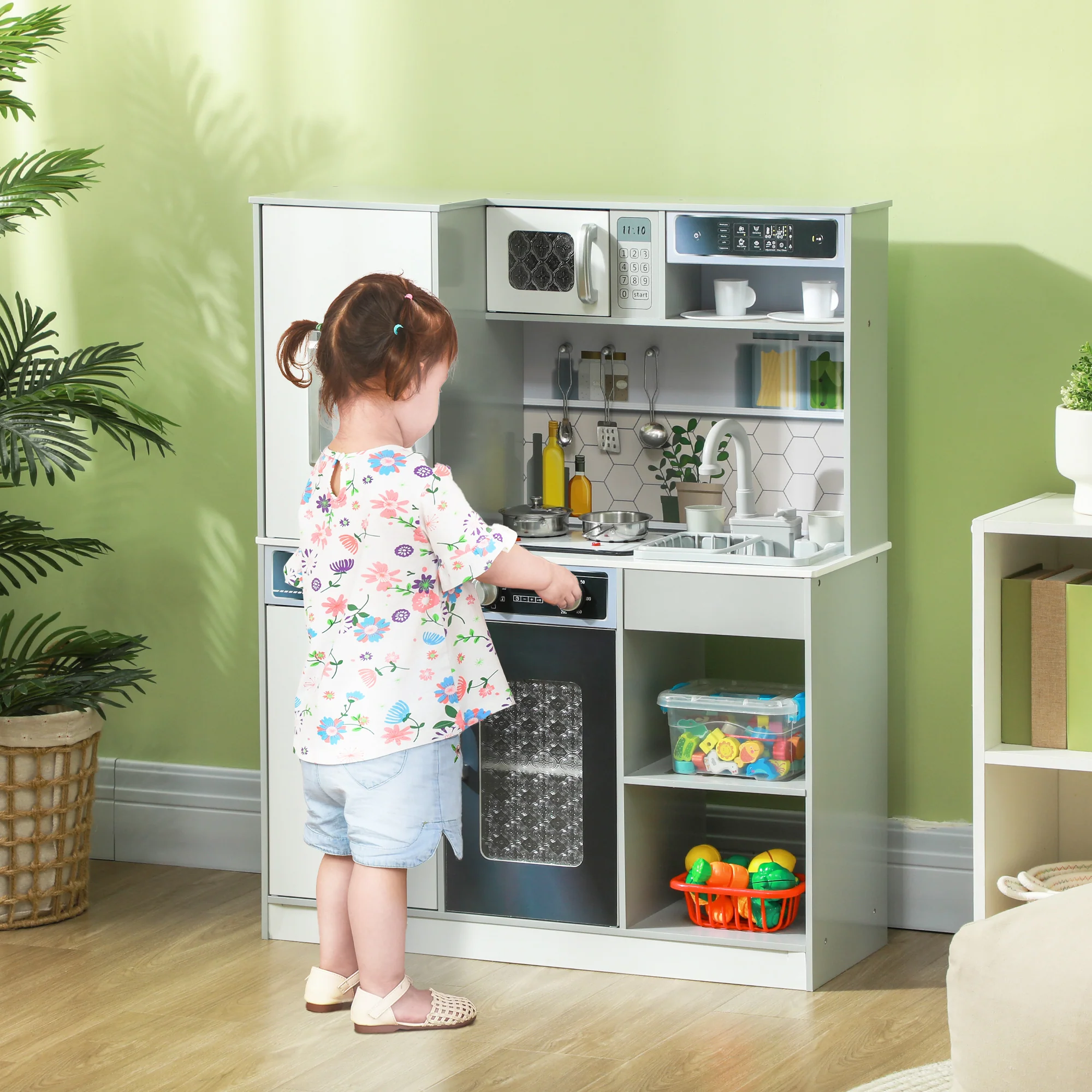 AIYAPLAY Play Kitchen W/ Sounds Lights, Microwave - Image 3