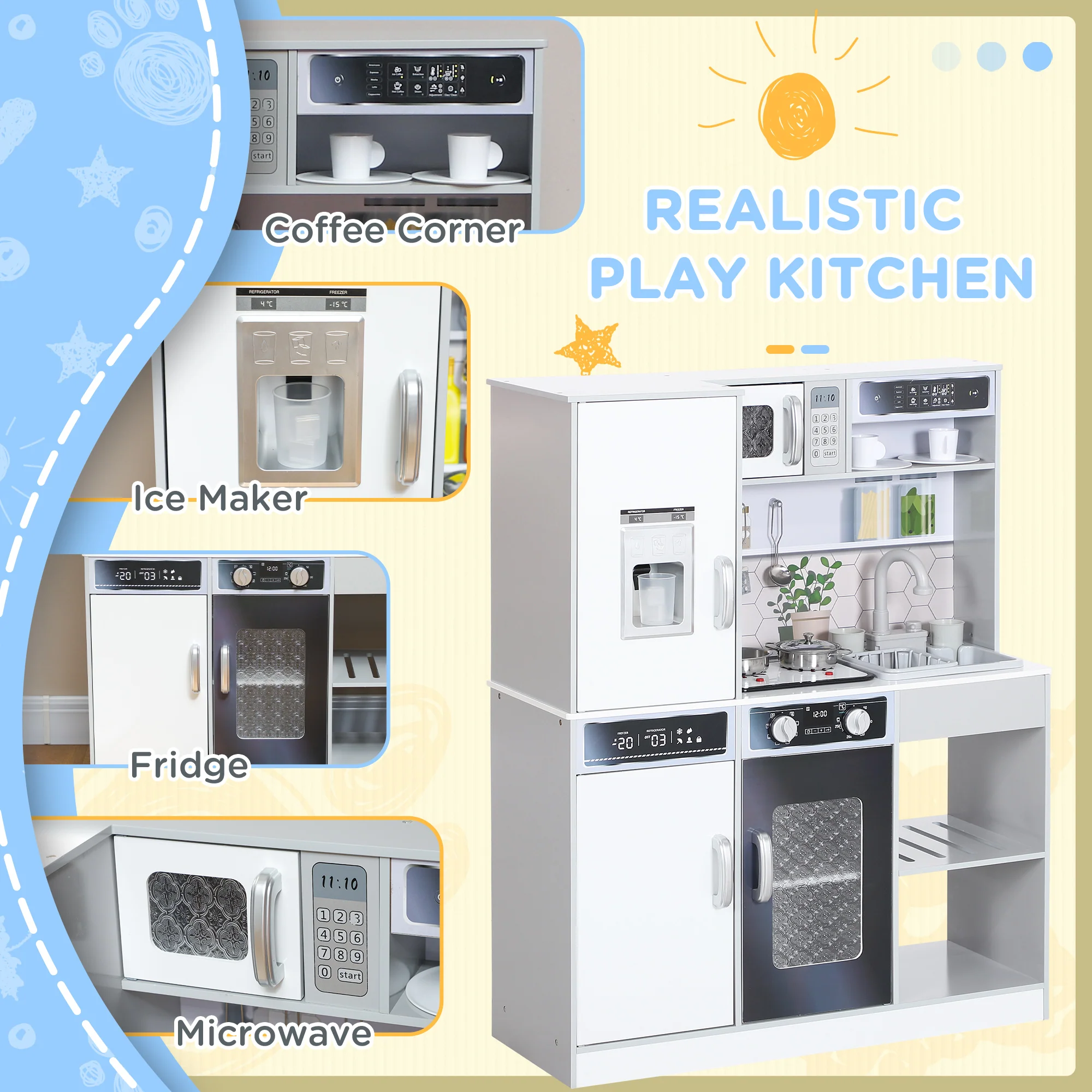 AIYAPLAY Play Kitchen W/ Sounds Lights, Microwave - Image 5