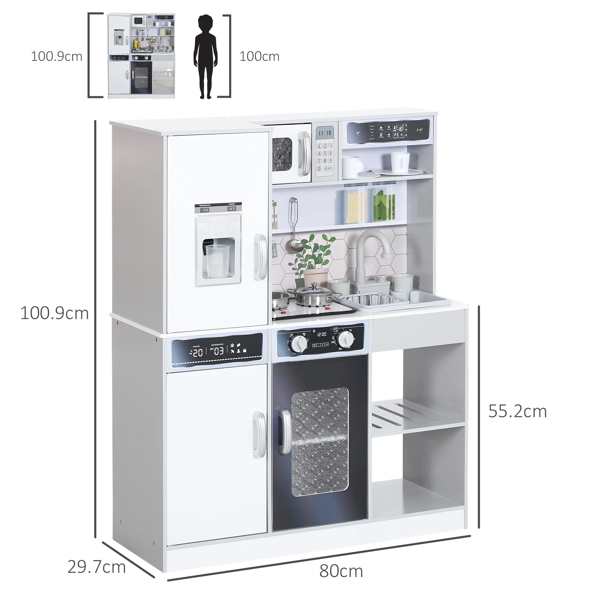 AIYAPLAY Play Kitchen W/ Sounds Lights, Microwave - Image 6