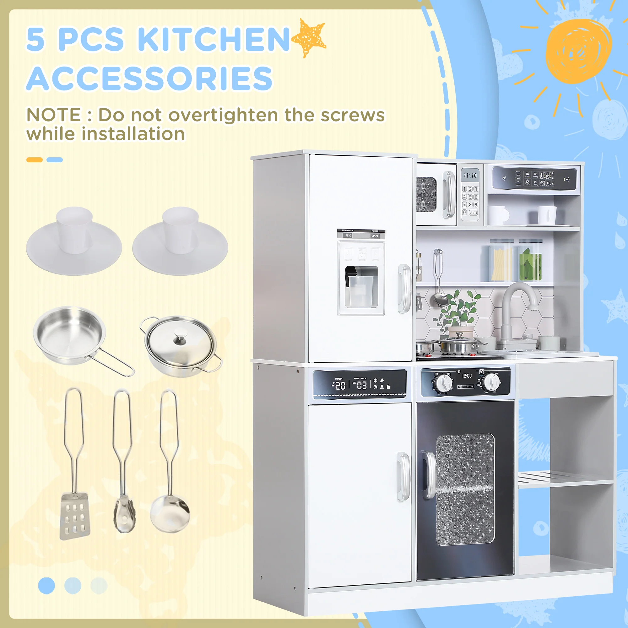 AIYAPLAY Play Kitchen W/ Sounds Lights, Microwave - Image 8