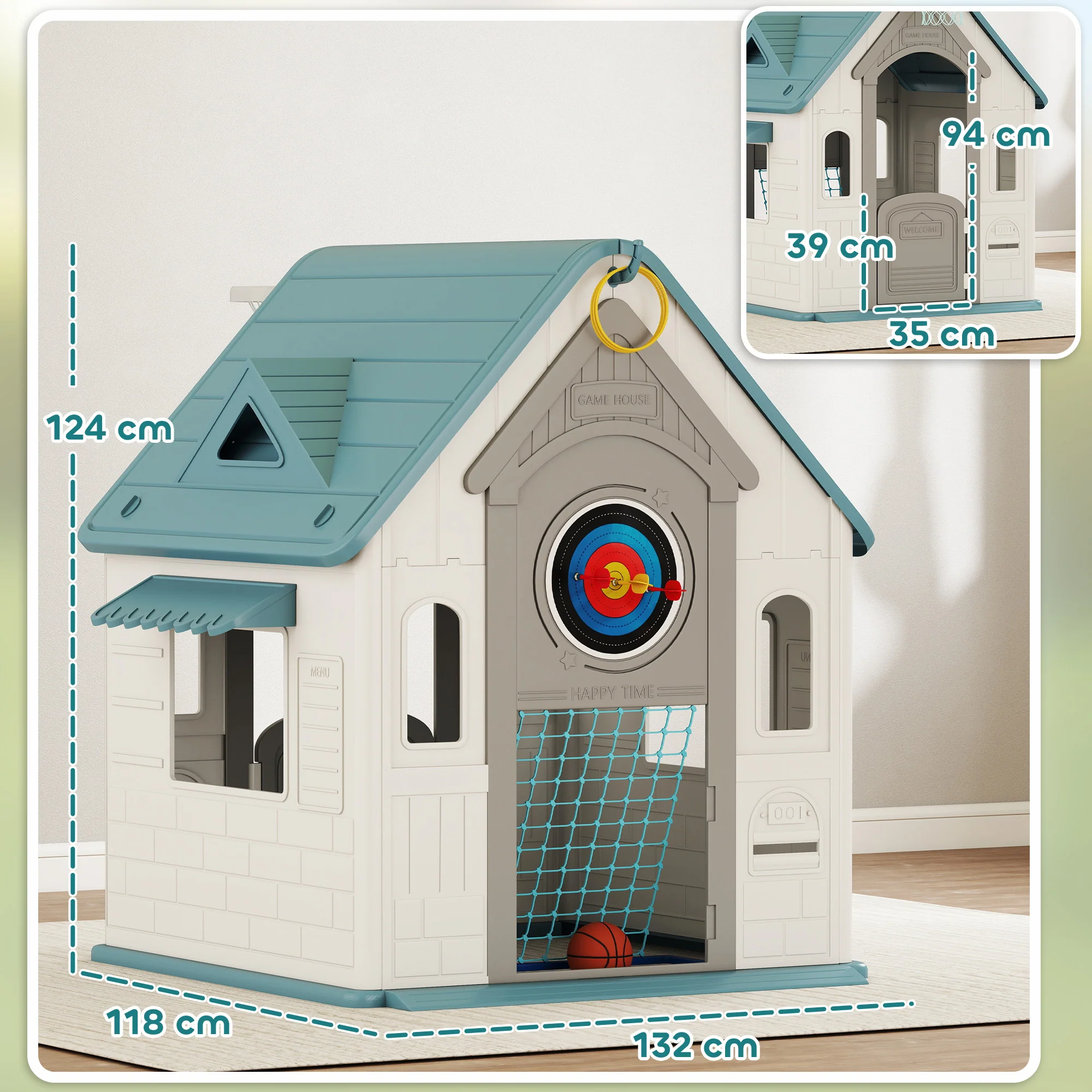 AIYAPLAY Playhouse For Kids Outdoor Indoor, 5 In 1 Garden House - Image 5