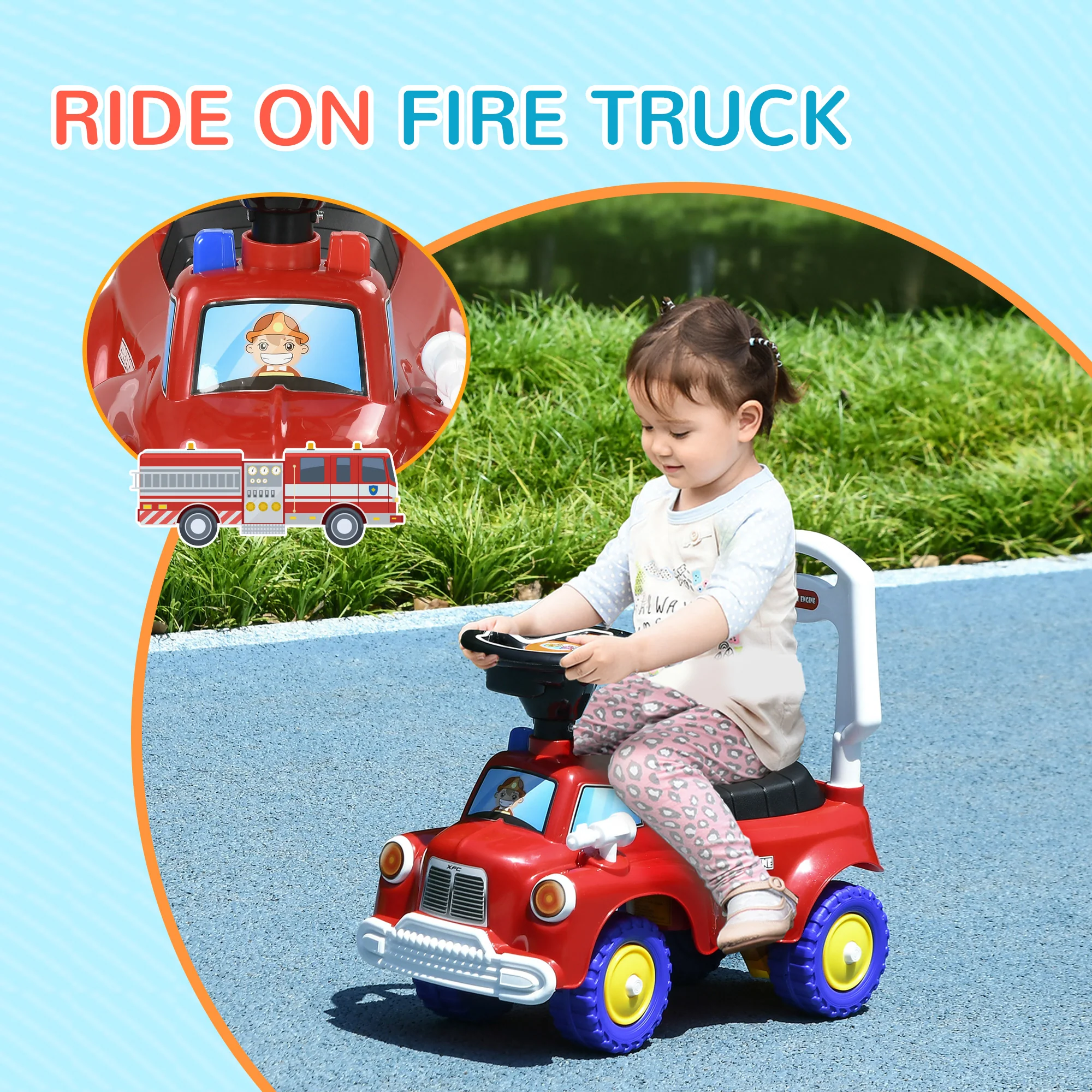 AIYAPLAY Red Ride On Car Foot To Floor Design With Under Seat Storage - Image 4
