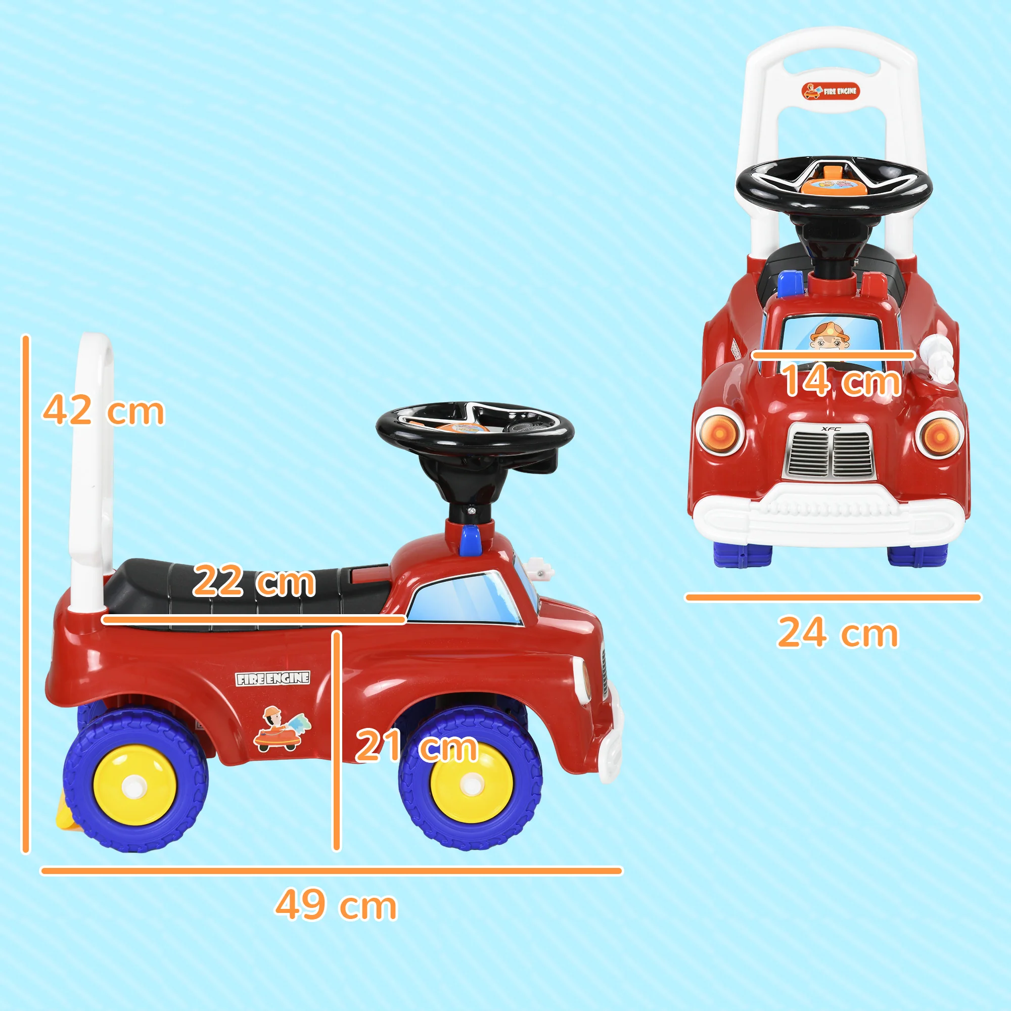 AIYAPLAY Red Ride On Car Foot To Floor Design With Under Seat Storage - Image 6