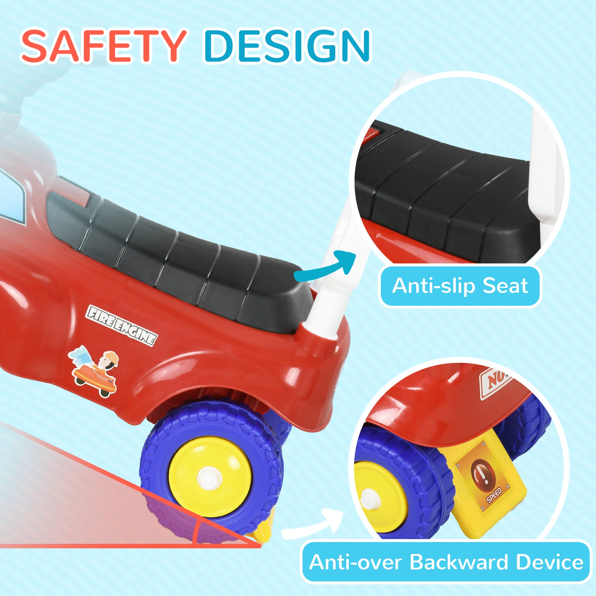 AIYAPLAY Red Ride On Car Foot To Floor Design With Under Seat Storage - Image 8