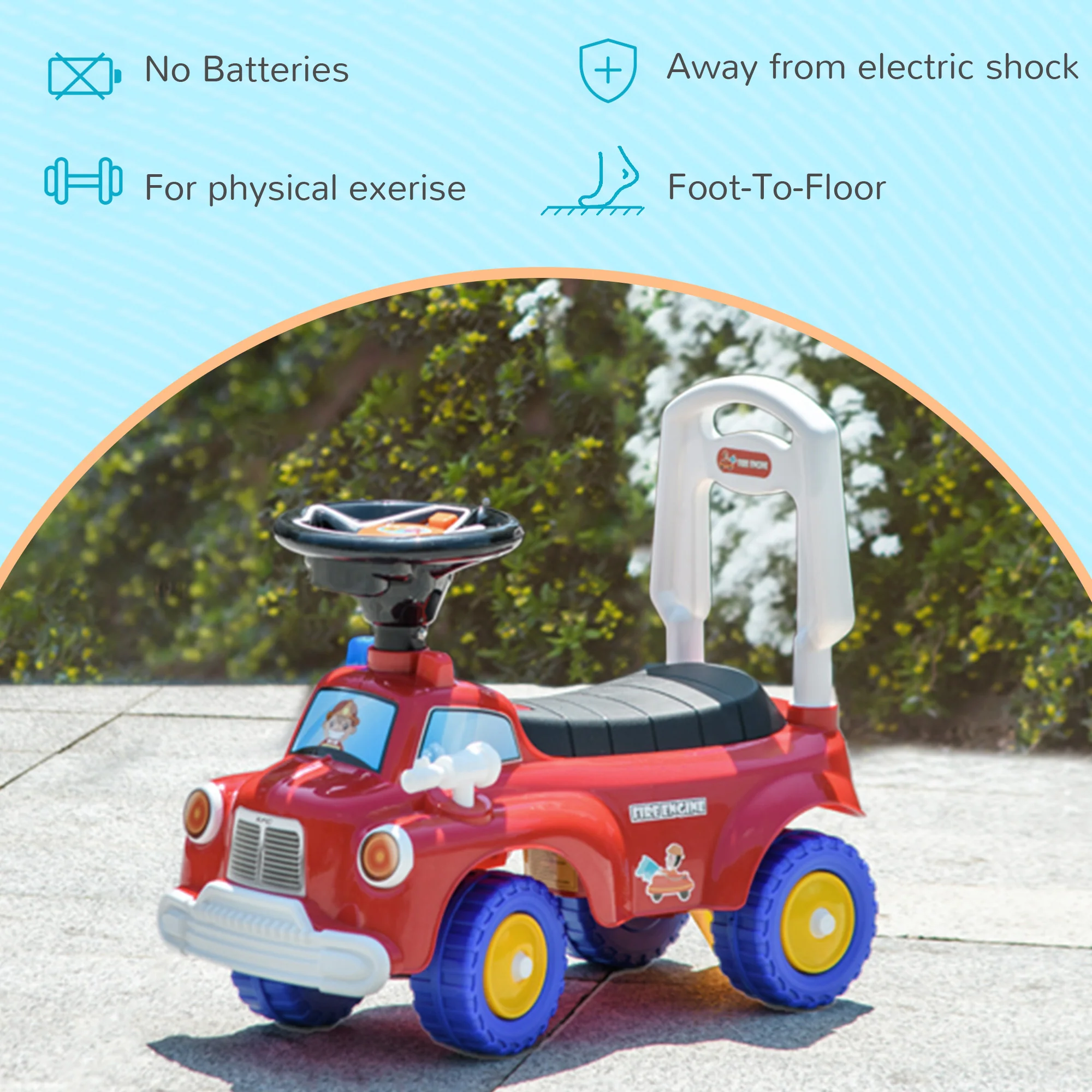 AIYAPLAY Red Ride On Car Foot To Floor Design With Under Seat Storage - Image 9
