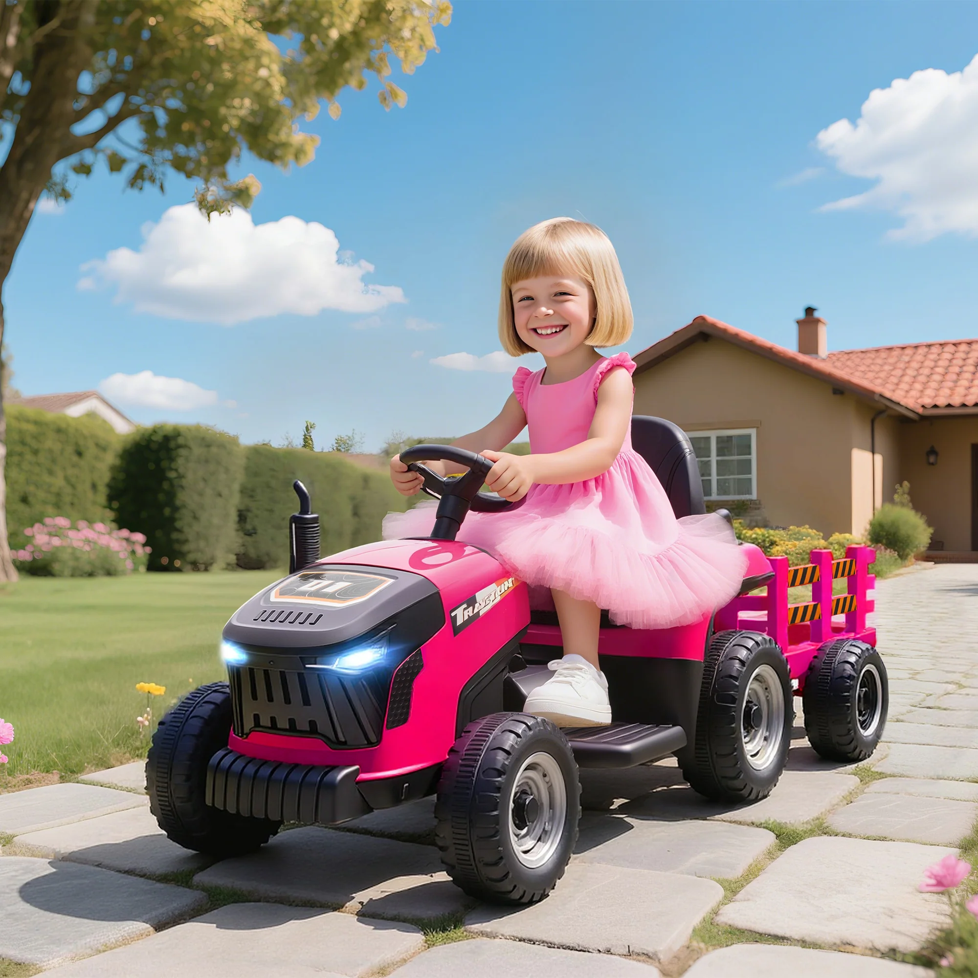 AIYAPLAY Ride On Tractor And Trailer, 12V Electric Ride On Tractor, - Image 20
