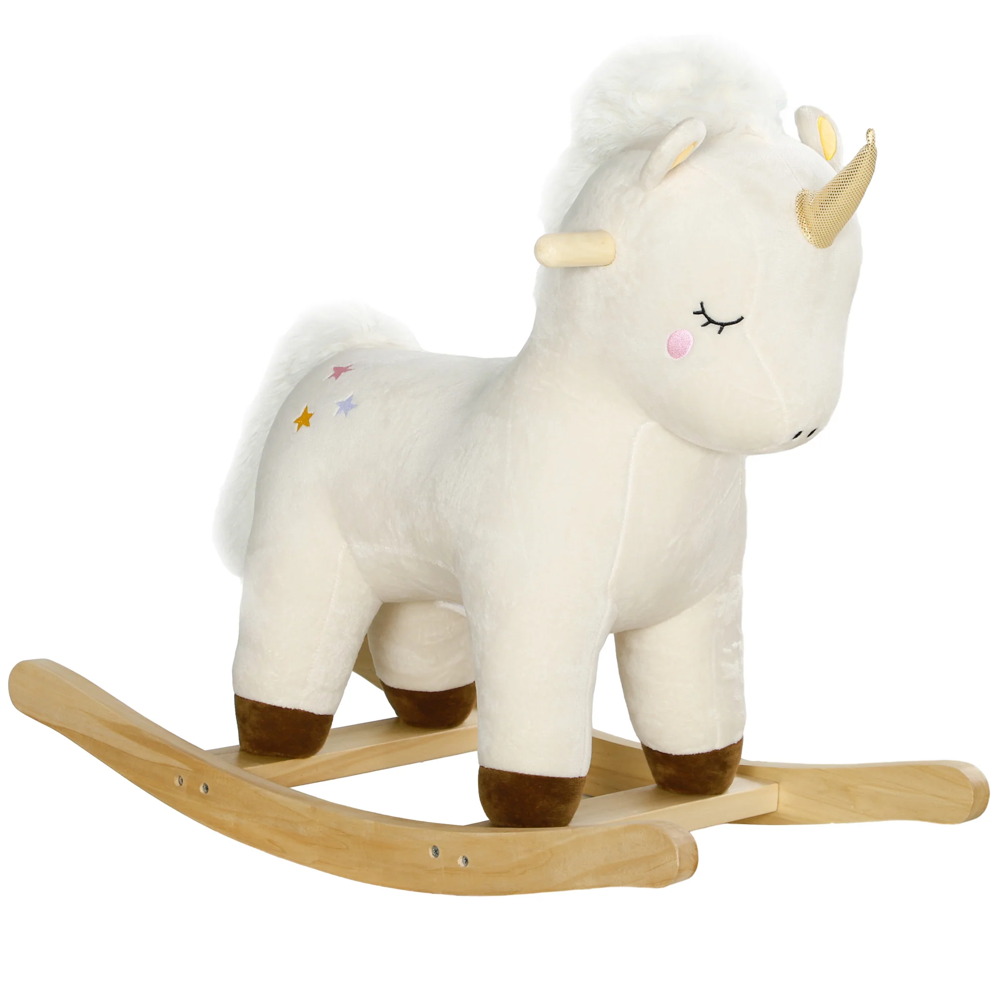 AIYAPLAY Rocking Horse With Unicorn Design, Sound, For 2-4 Years Old, White