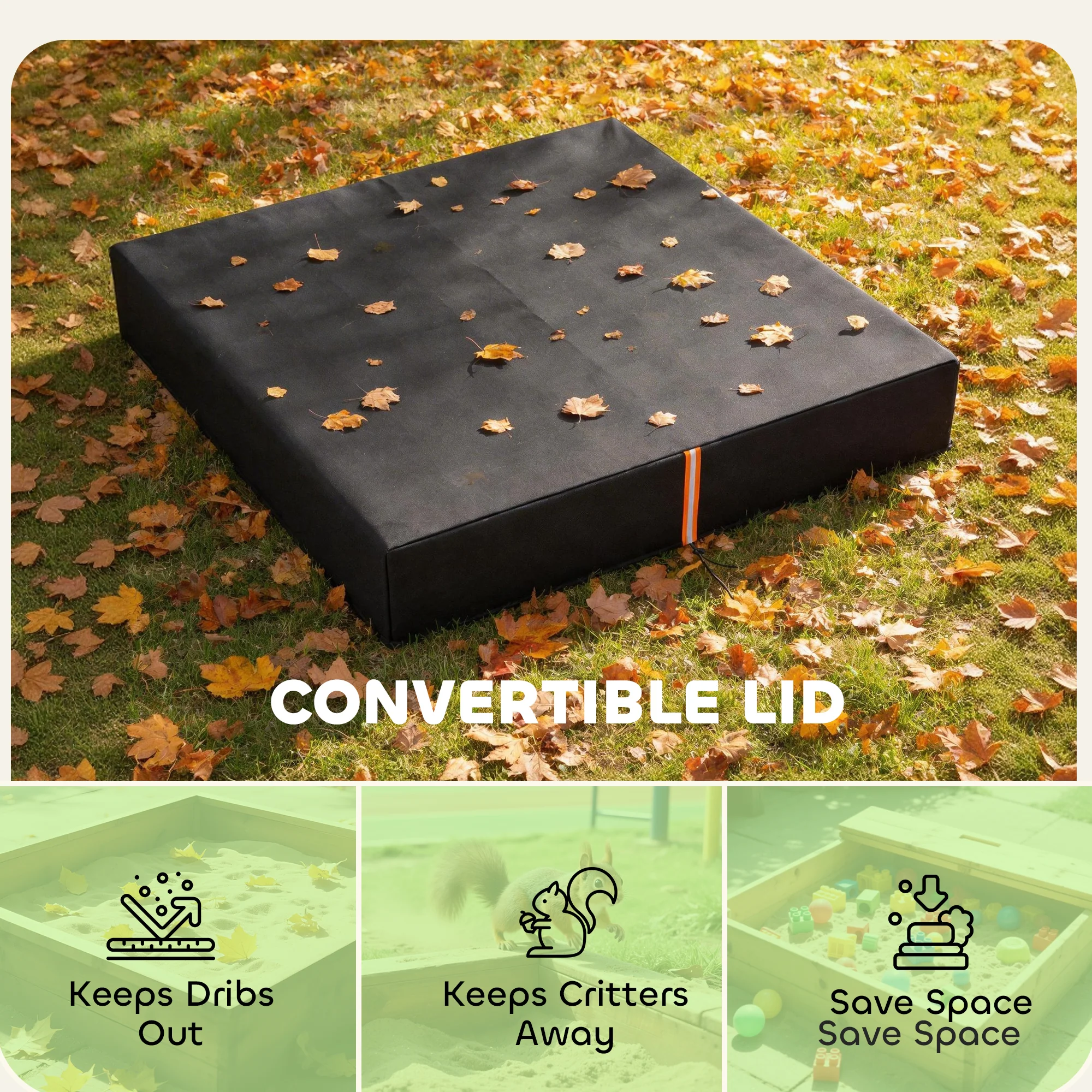 AIYAPLAY Sandbox Cover, Square Sandpit Cover with Drawstring & Elastic Band - Image 6
