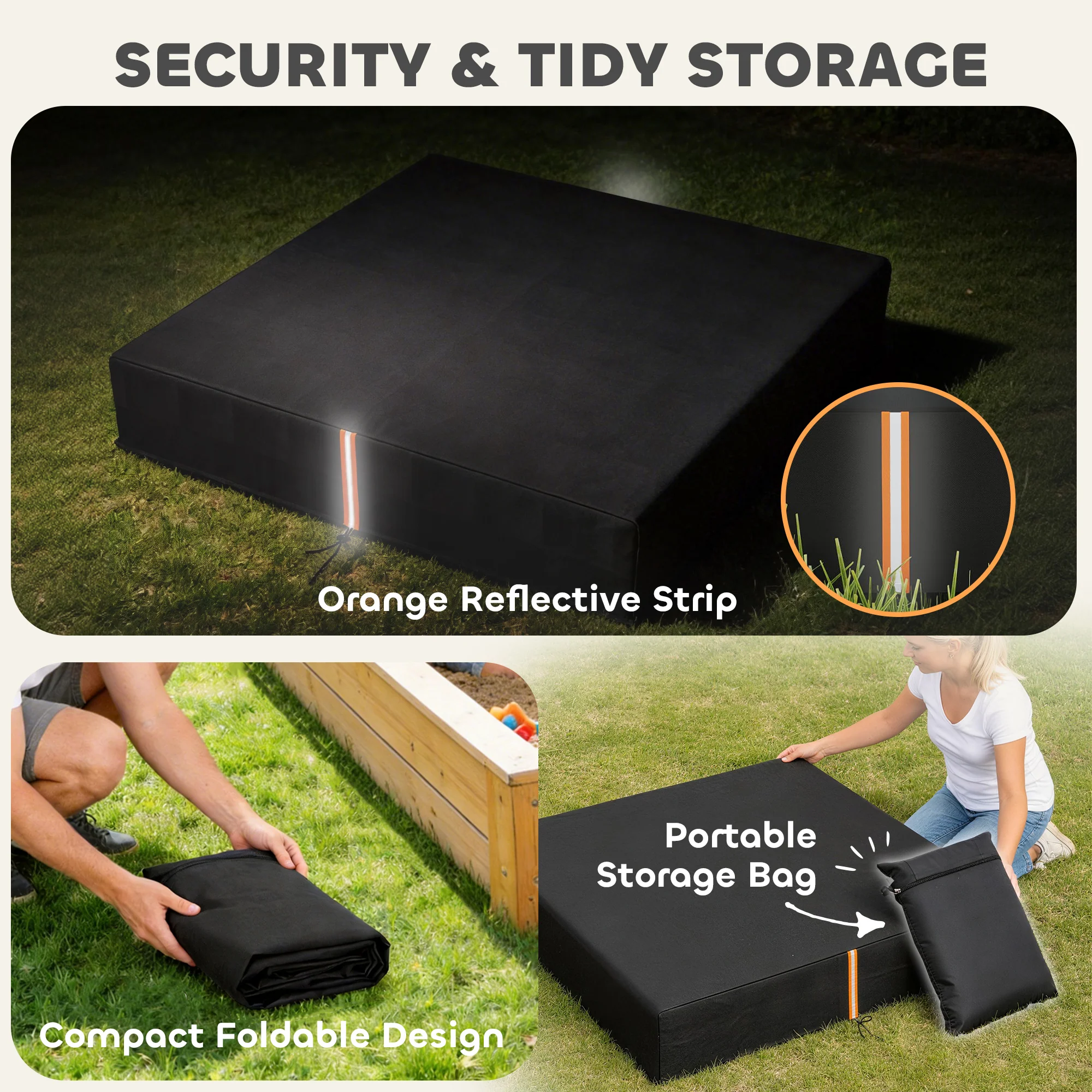 AIYAPLAY Sandbox Cover, Square Sandpit Cover with Drawstring & Elastic Band - Image 7