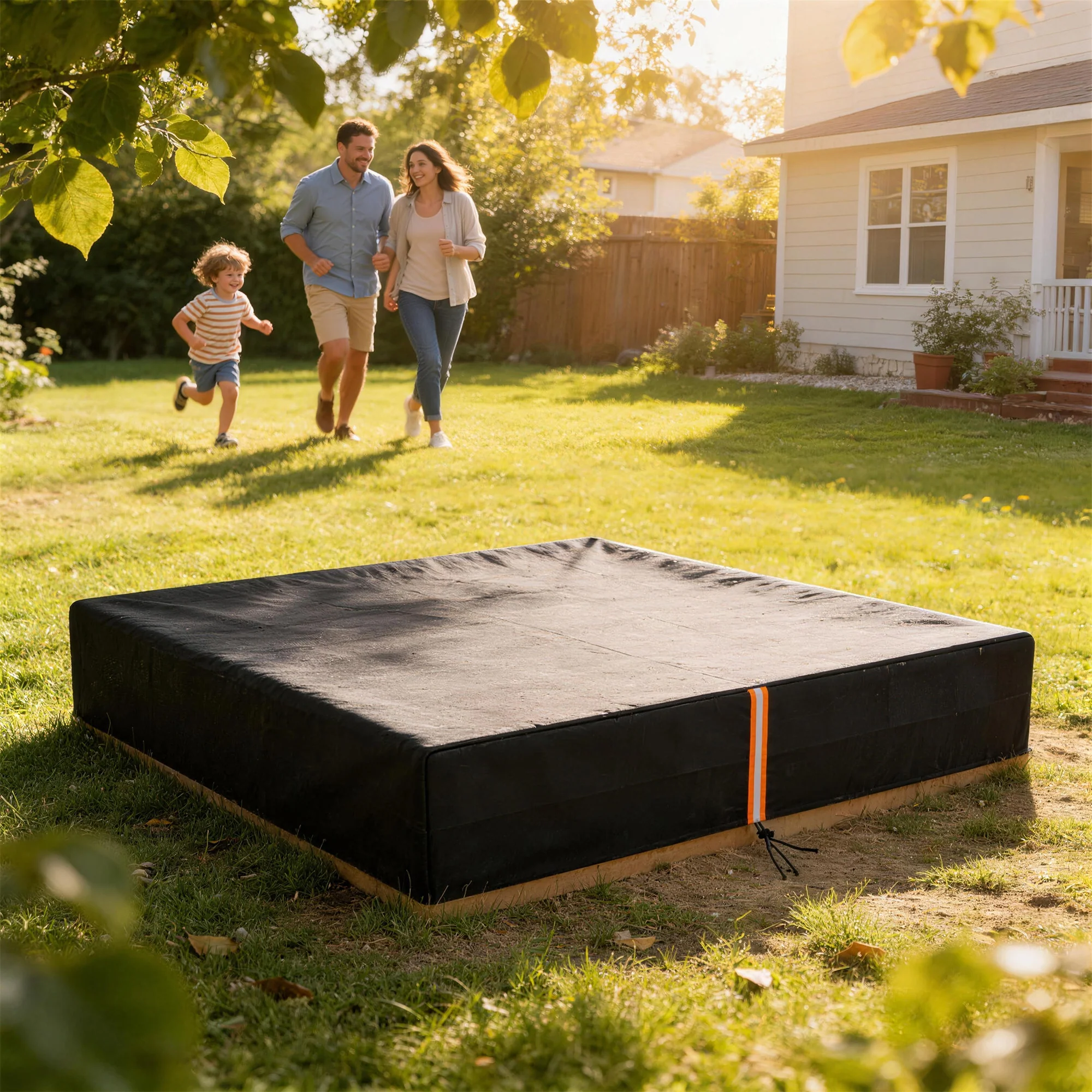 AIYAPLAY Sandbox Cover, Square Sandpit Cover With Drawstring & Elastic Band - Image 2