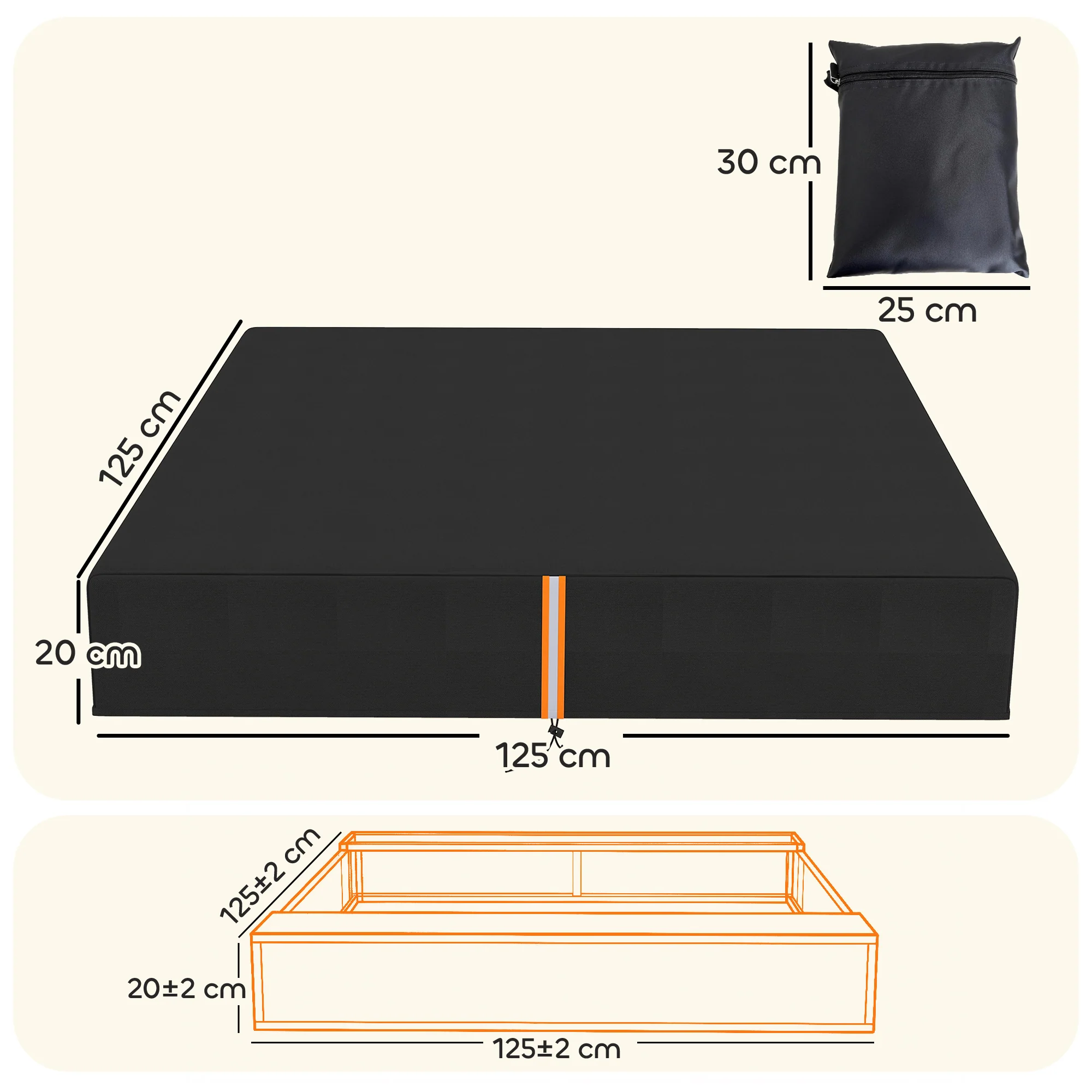 AIYAPLAY Sandbox Cover, Square Sandpit Cover With Drawstring & Elastic Band - Image 5