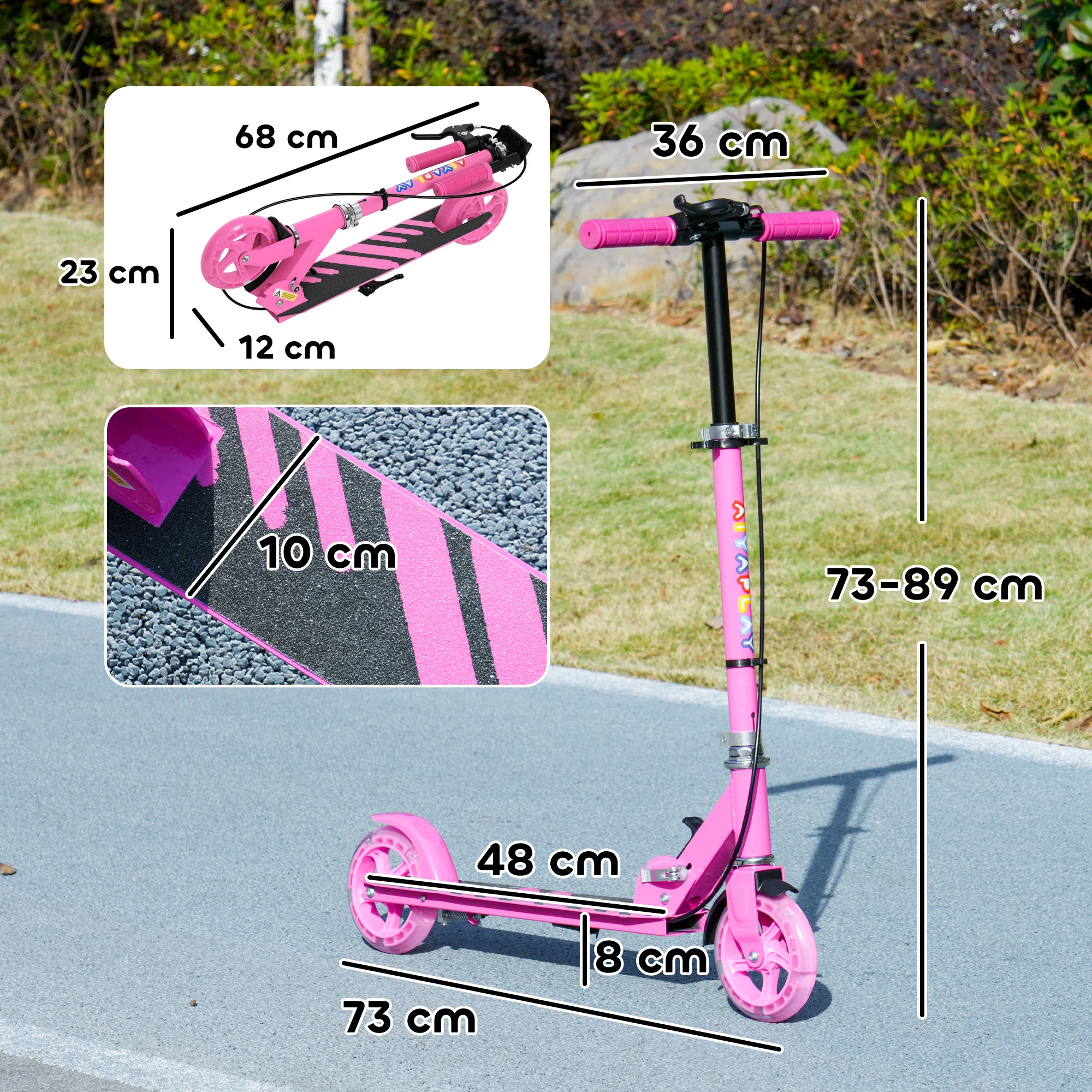 AIYAPLAY Scooter for Kids, Folding Kick Scooter w/ Adjustable Handle - Image 23