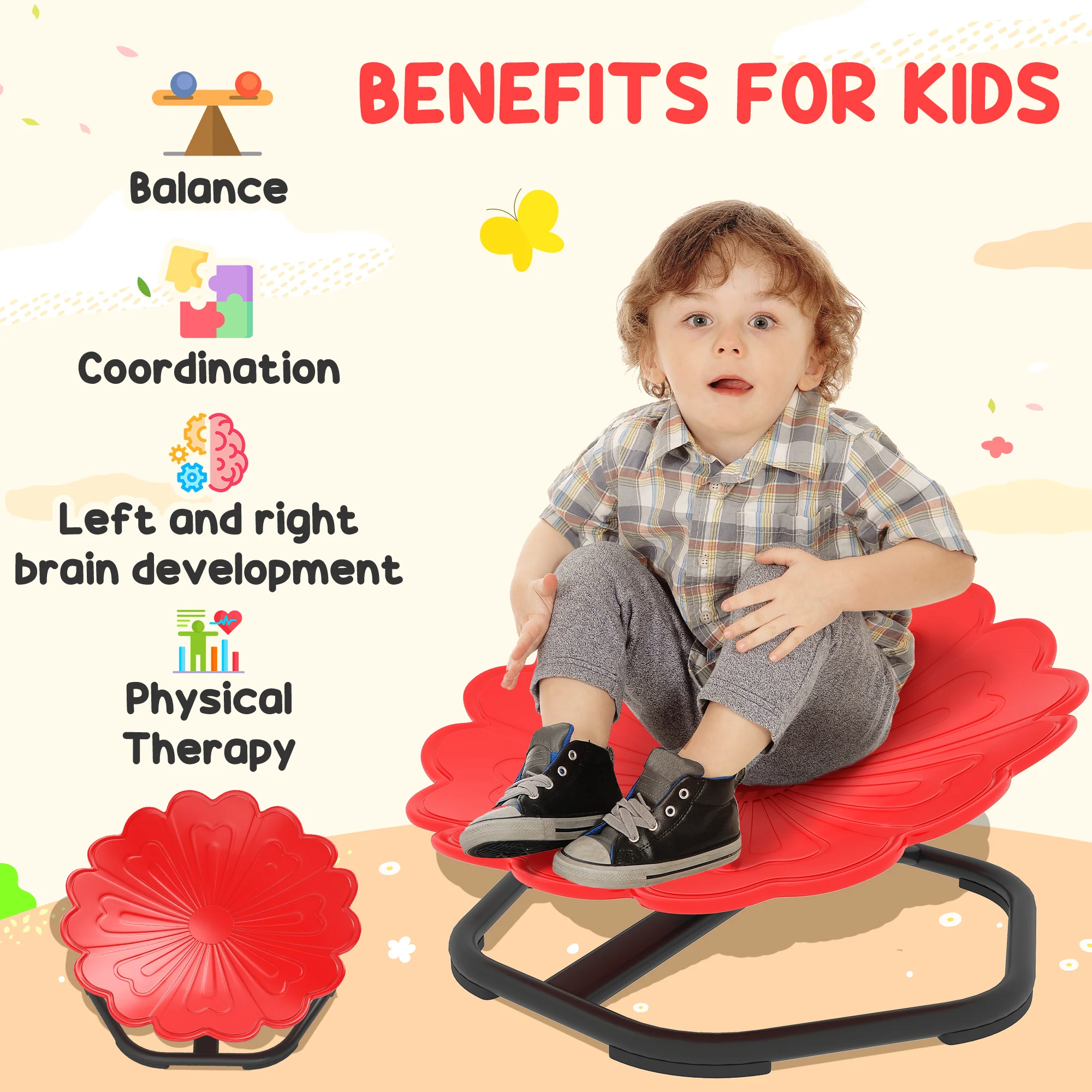 AIYAPLAY Sensory Spinning Chair, Kids Swivel Chair, Red - Image 3