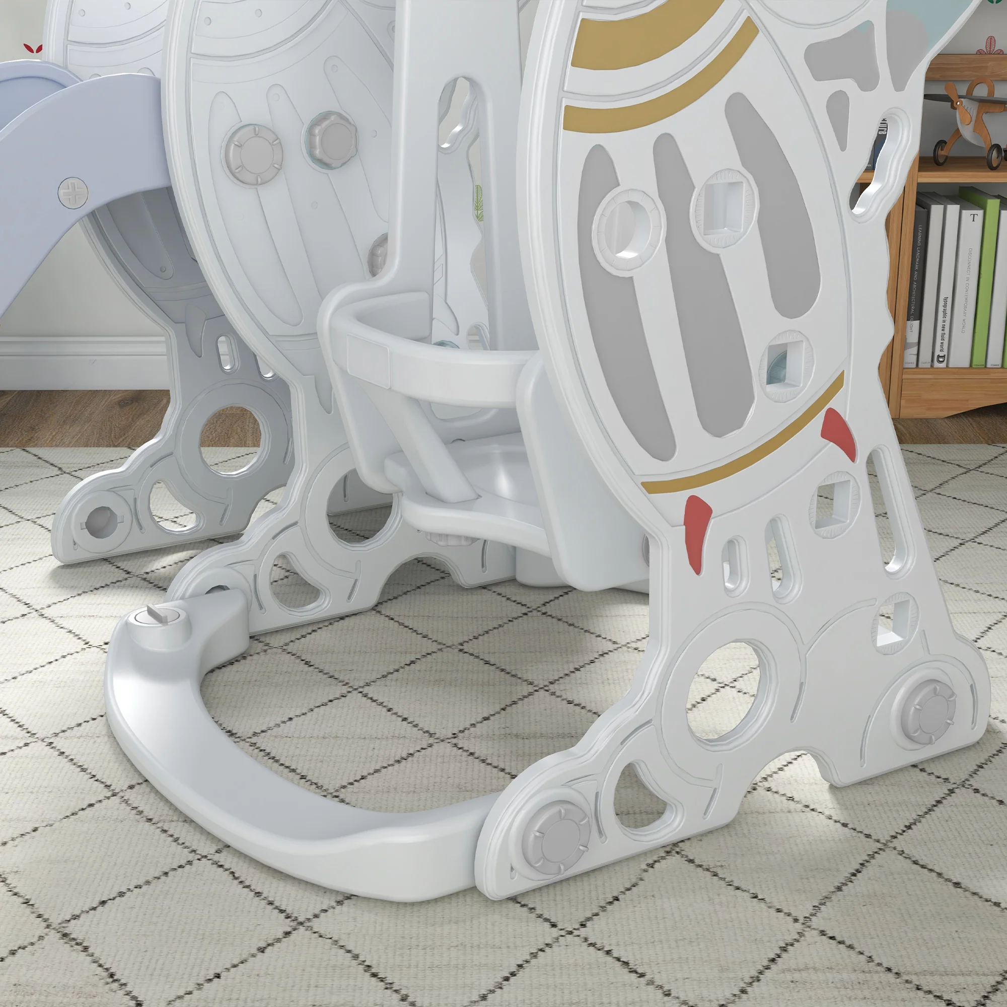 AIYAPLAY Space-Themed Slide and Swing Set for Kids, Swing Slide Basketball Hoop - Image 9