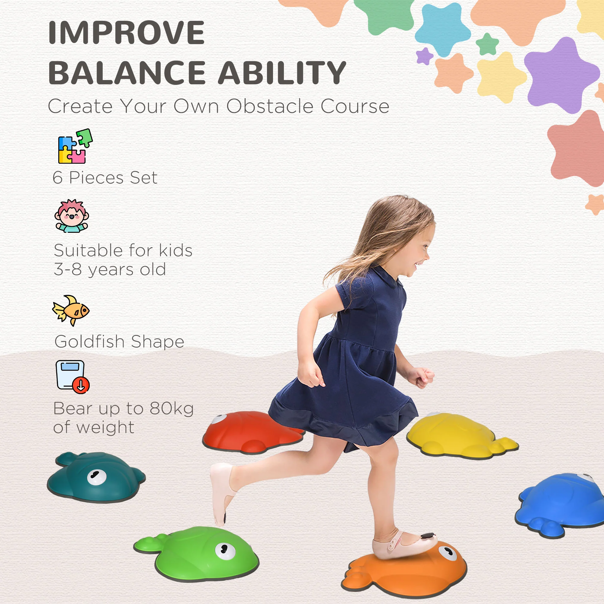 AIYAPLAY Stepping Stones Kids, 6 Pcs Balance Stepping Stones For Sensory - Image 3