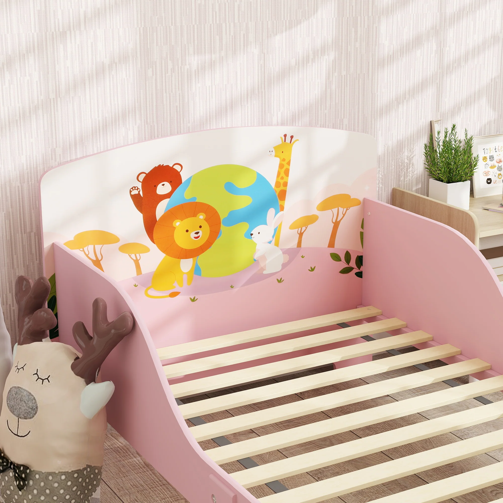 AIYAPLAY Toddler Bed, Cute Animal-Themed Kids Bed Frame, 143 x 77 x 60cm - Image 9