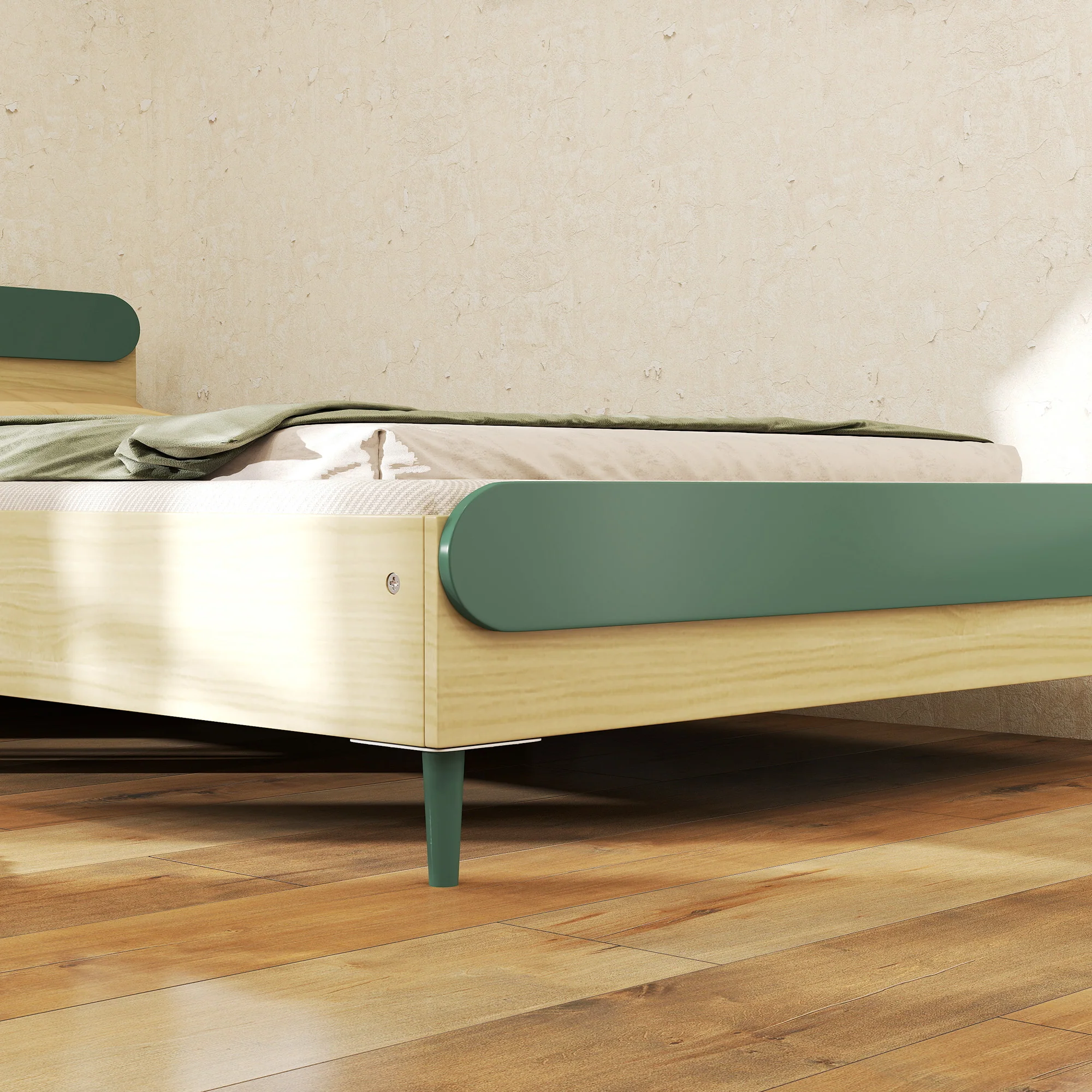 AIYAPLAY Toddler Bed, Kids Bed w/ Safety Rail, 195 x 103 x 60.5cm, Green - Image 9
