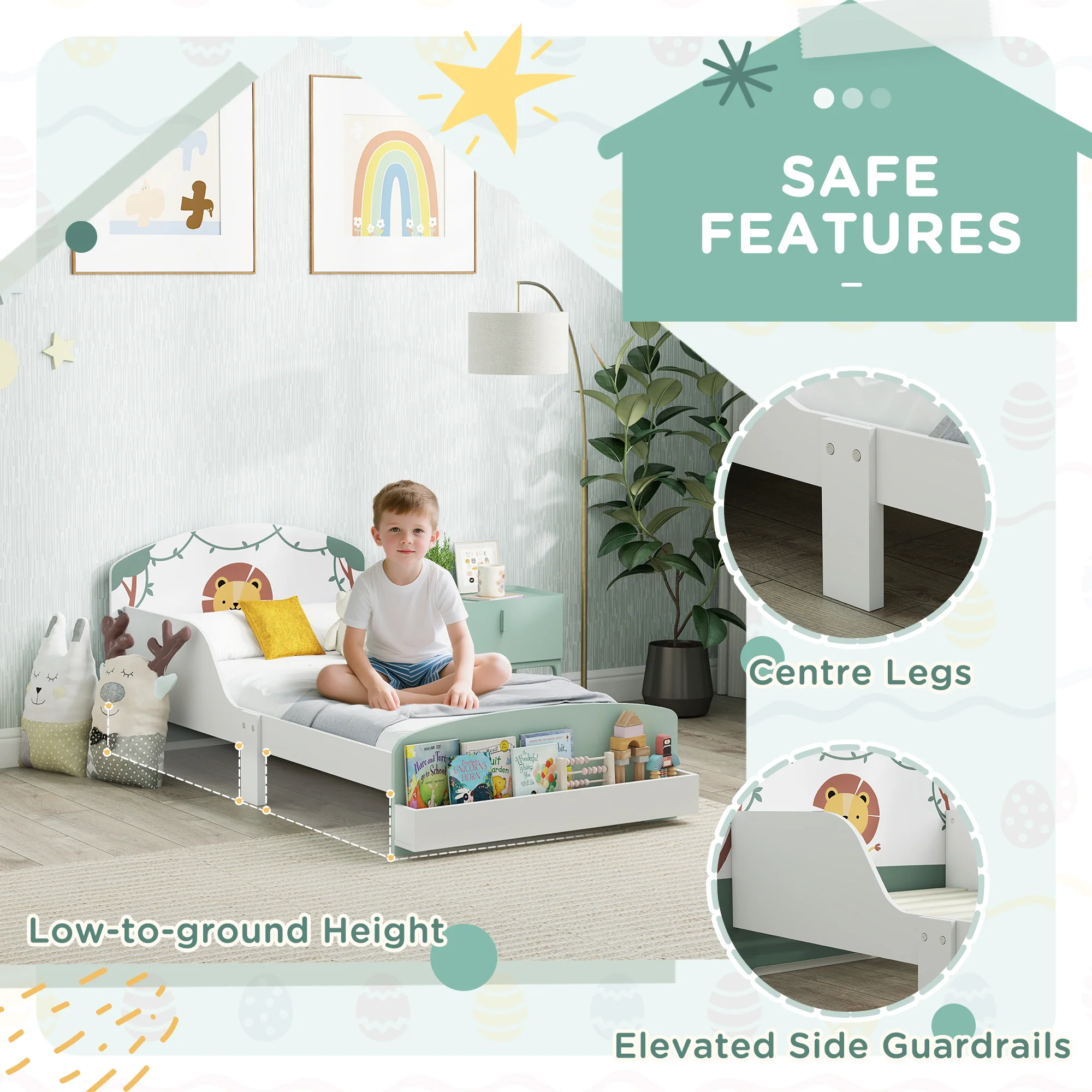AIYAPLAY Toddler Bed Themed Kids Bed Frame With Storage - Image 3