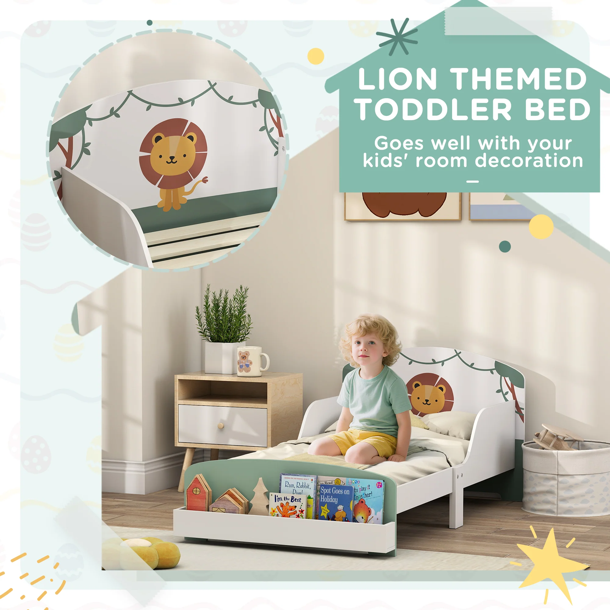 AIYAPLAY Toddler Bed Themed Kids Bed Frame With Storage - Image 4