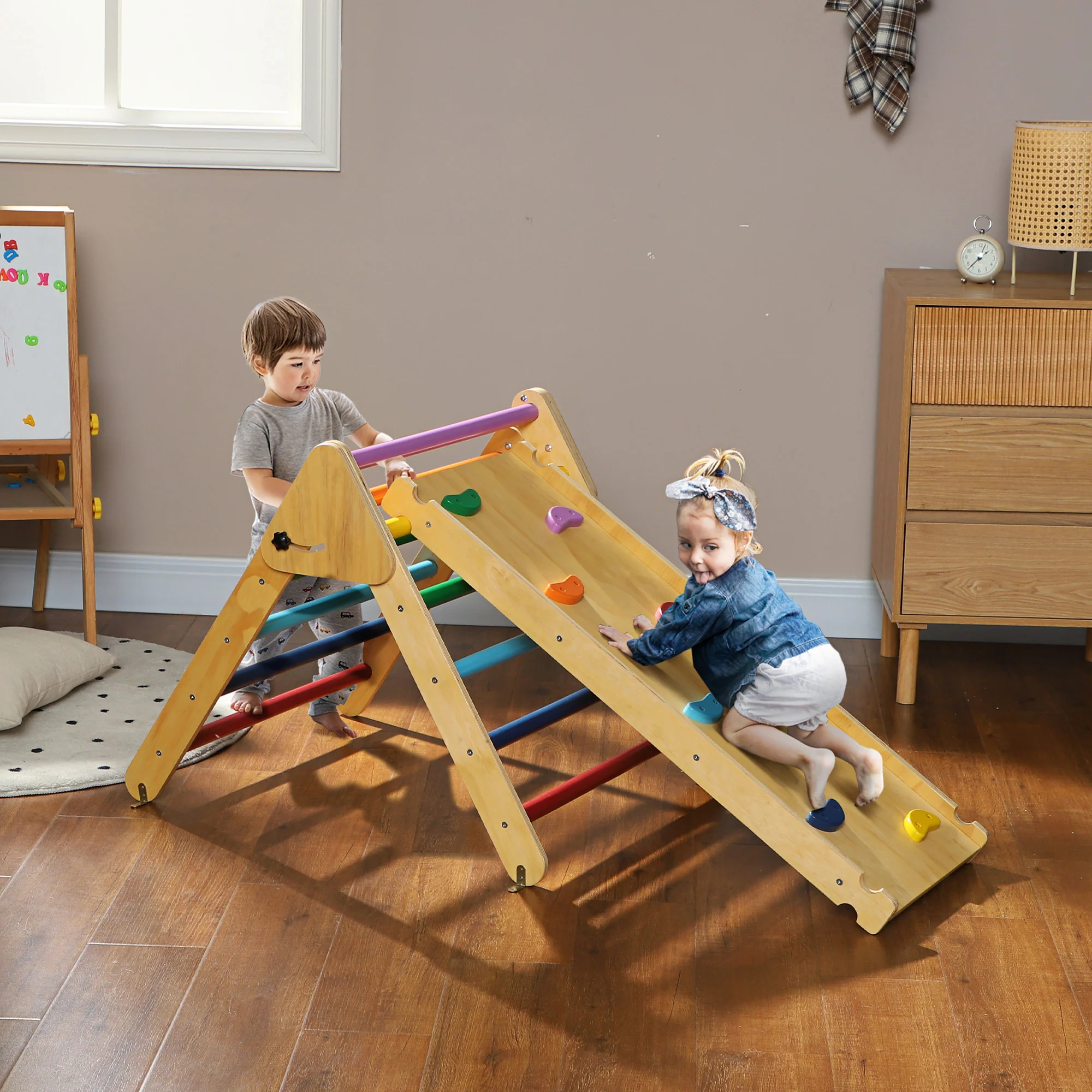 AIYAPLAY Toddler Climbing Frame, Wooden Indoor Pikler Triangle Set - Image 2