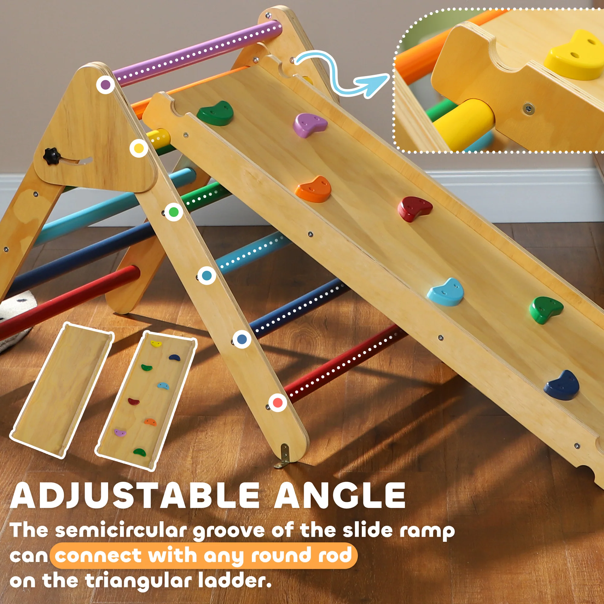 AIYAPLAY Toddler Climbing Frame, Wooden Indoor Pikler Triangle Set - Image 6