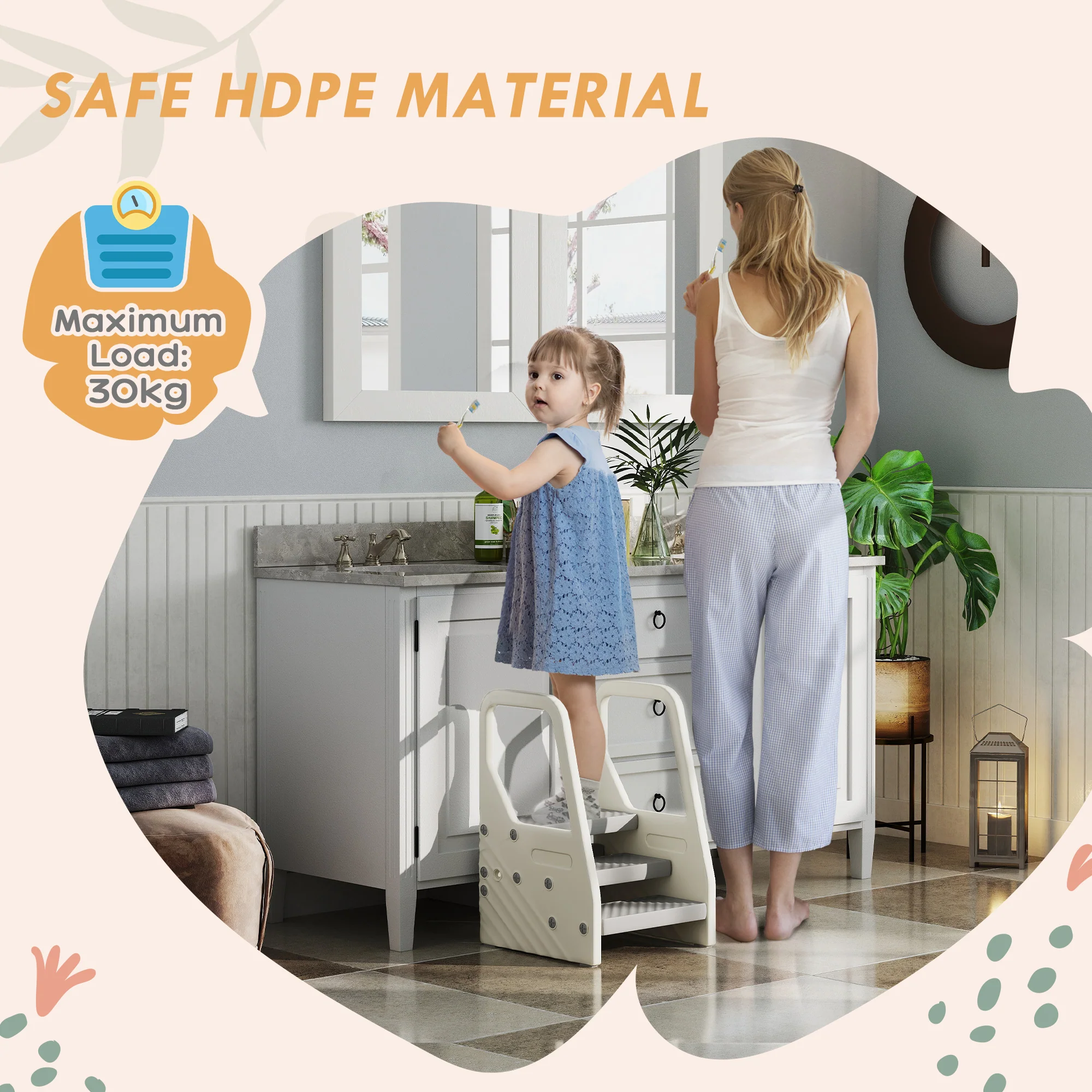 AIYAPLAY Toddler Tower, Adjustable 3 Step Kitchen Stool Helper For 2-5 Years - Image 4