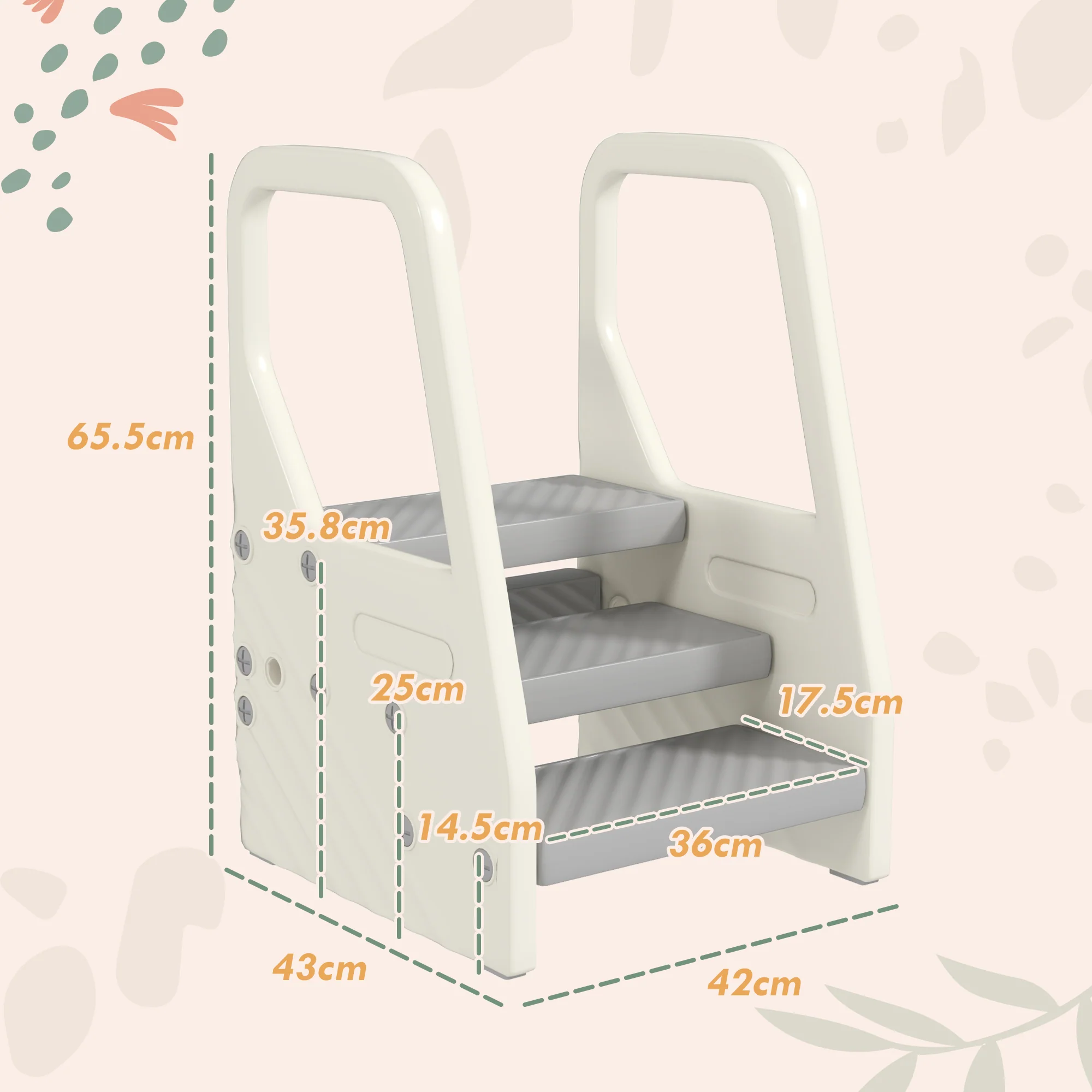 AIYAPLAY Toddler Tower, Adjustable 3 Step Kitchen Stool Helper For 2-5 Years - Image 5