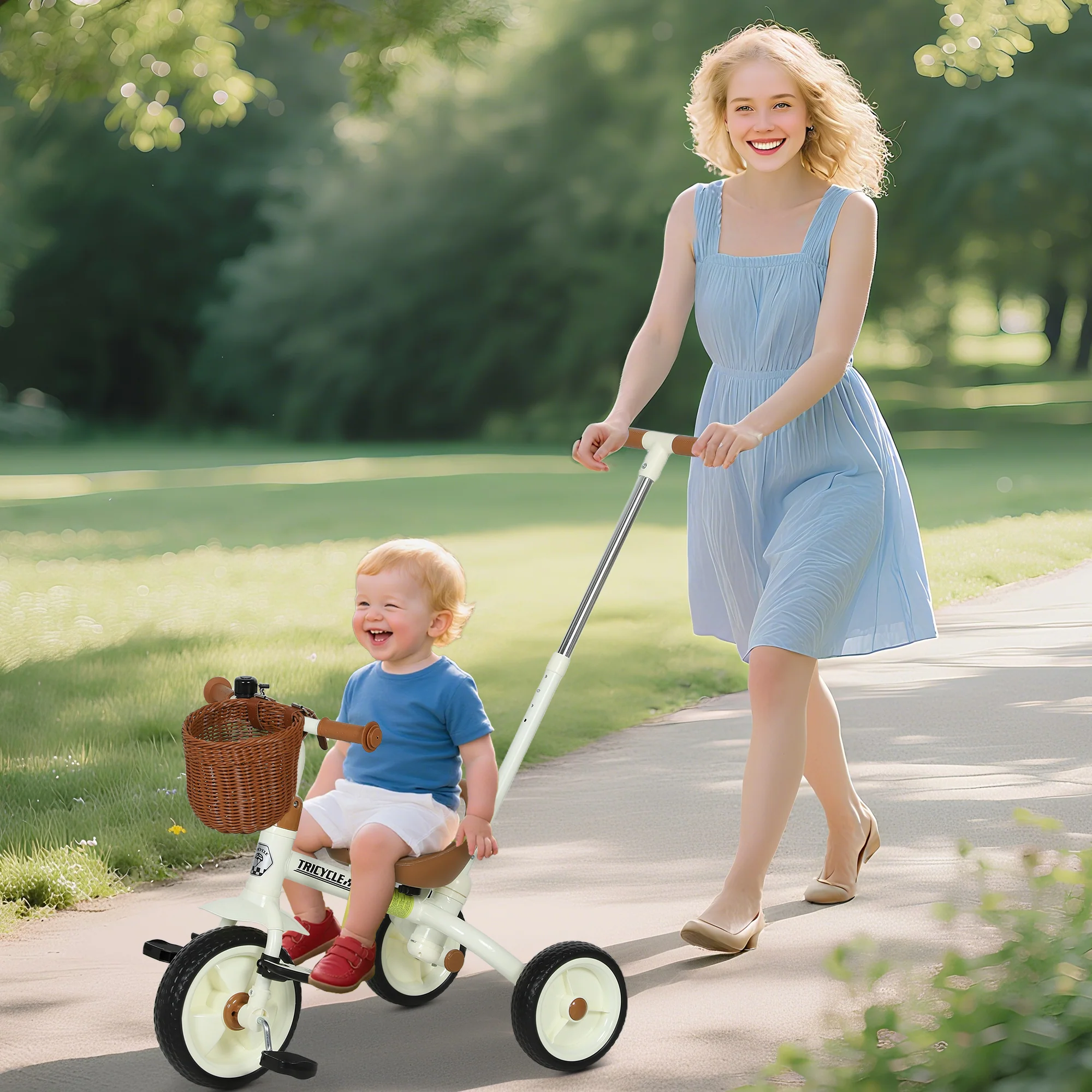 AIYAPLAY Toddler Trike With Adjustable Parent Handle Basket For Kids - Image 11