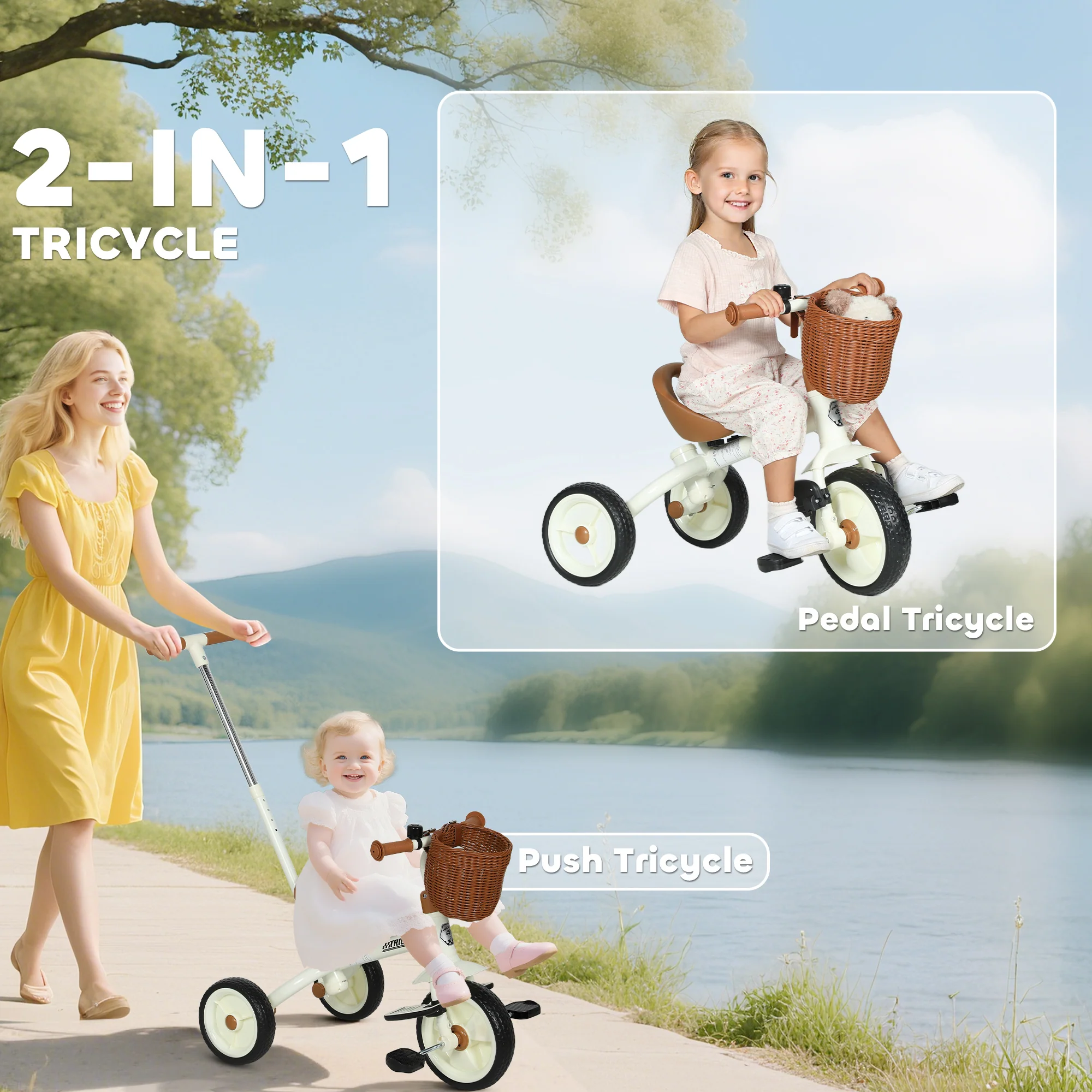 AIYAPLAY Toddler Trike With Adjustable Parent Handle Basket For Kids - Image 12