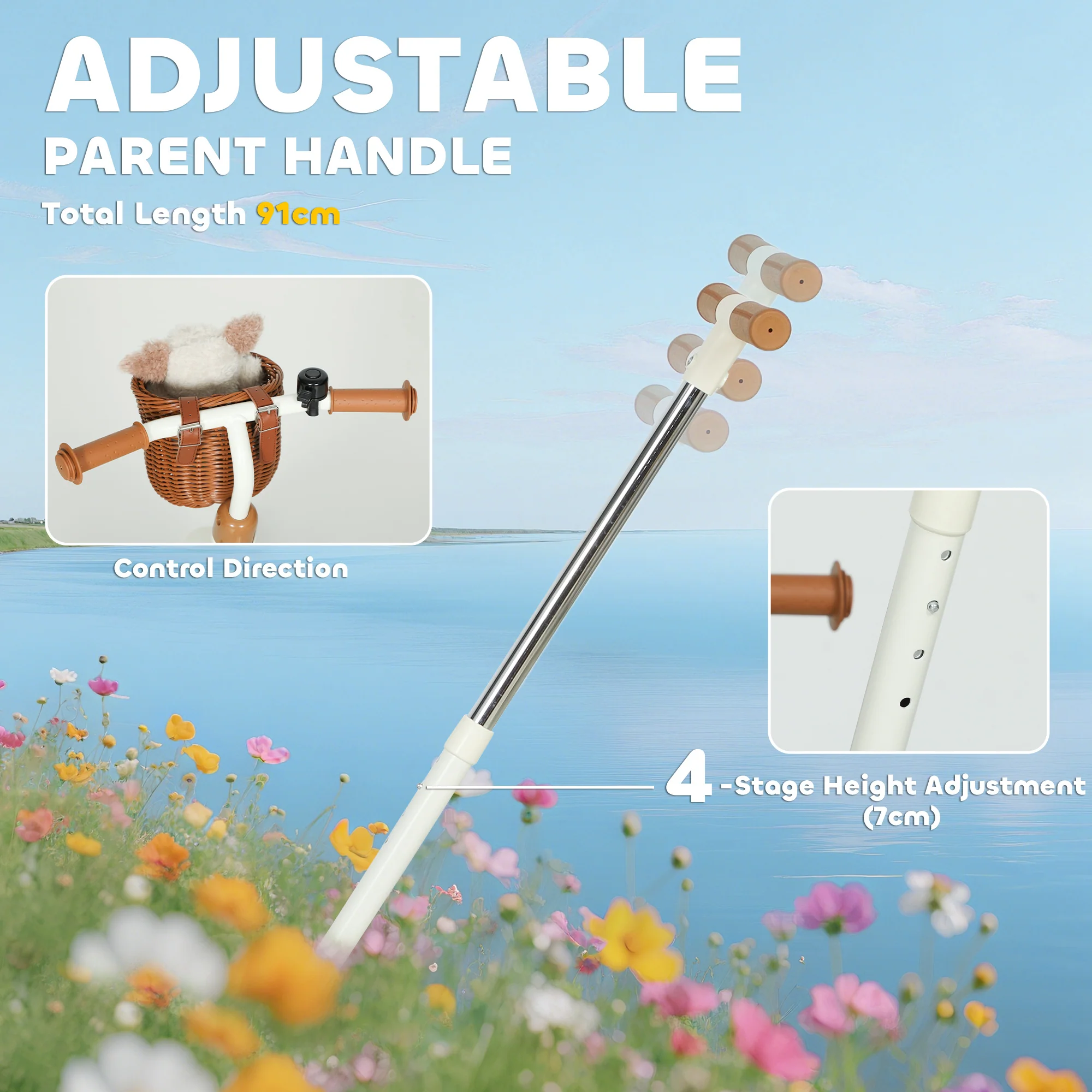 AIYAPLAY Toddler Trike With Adjustable Parent Handle Basket For Kids - Image 13